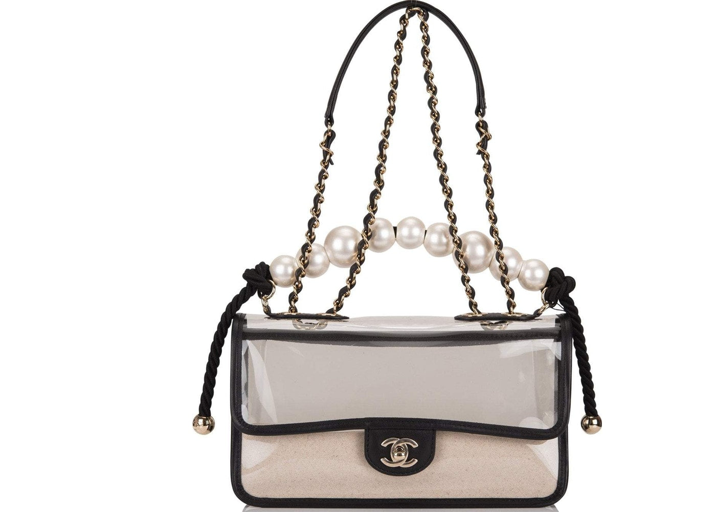 Chanel Sand By The Sea Flap Bag Pearl PVC Clear - leefluxury.com