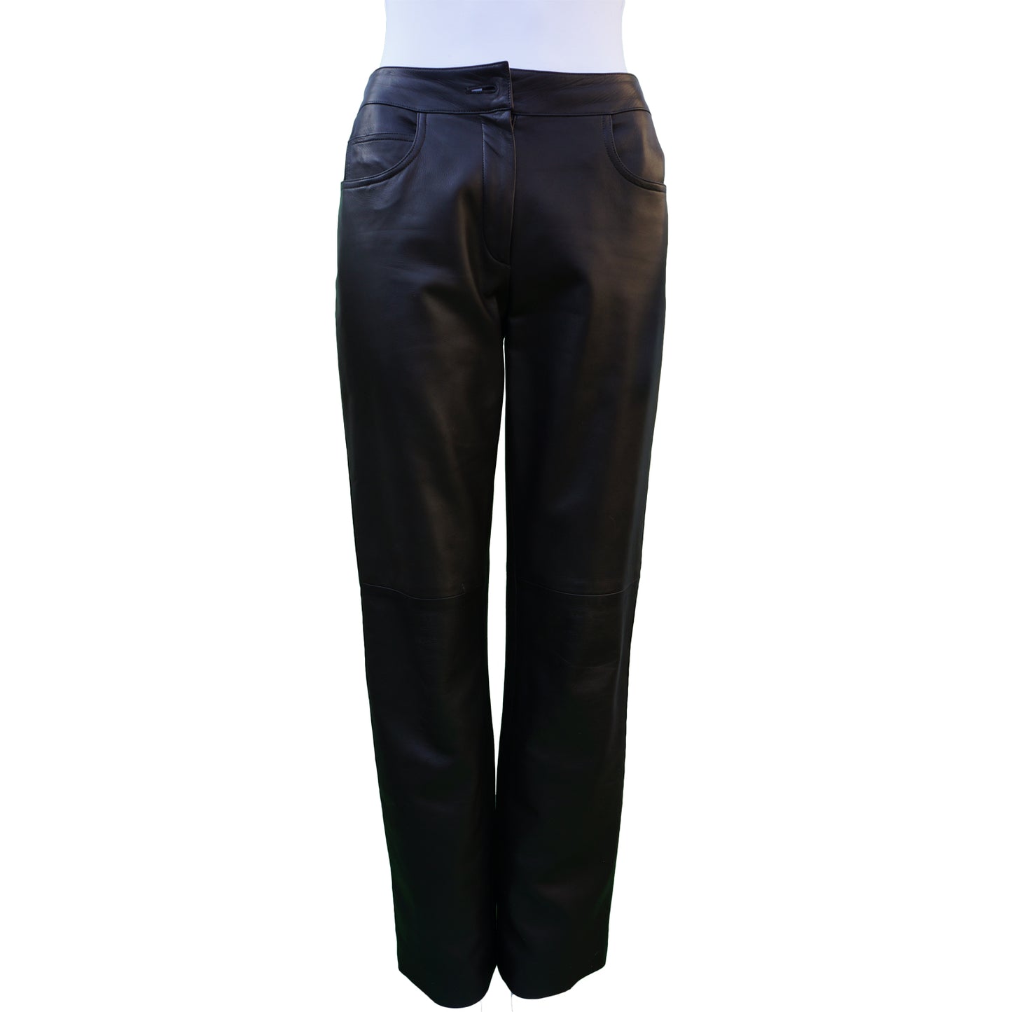 CHANEL BLACK BROWN LAMBSKIN LEATHER PANTS - leefluxury.com