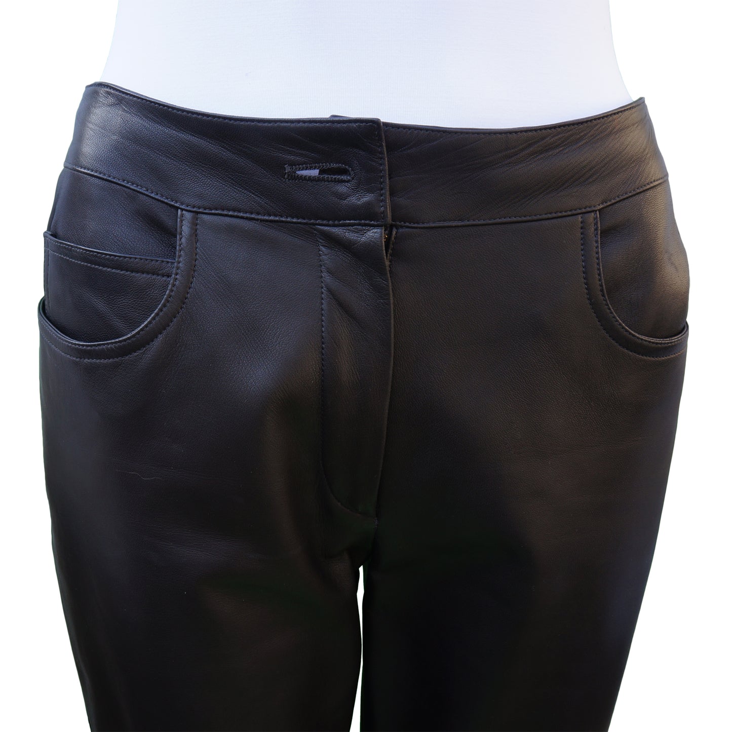 CHANEL BLACK BROWN LAMBSKIN LEATHER PANTS - leefluxury.com