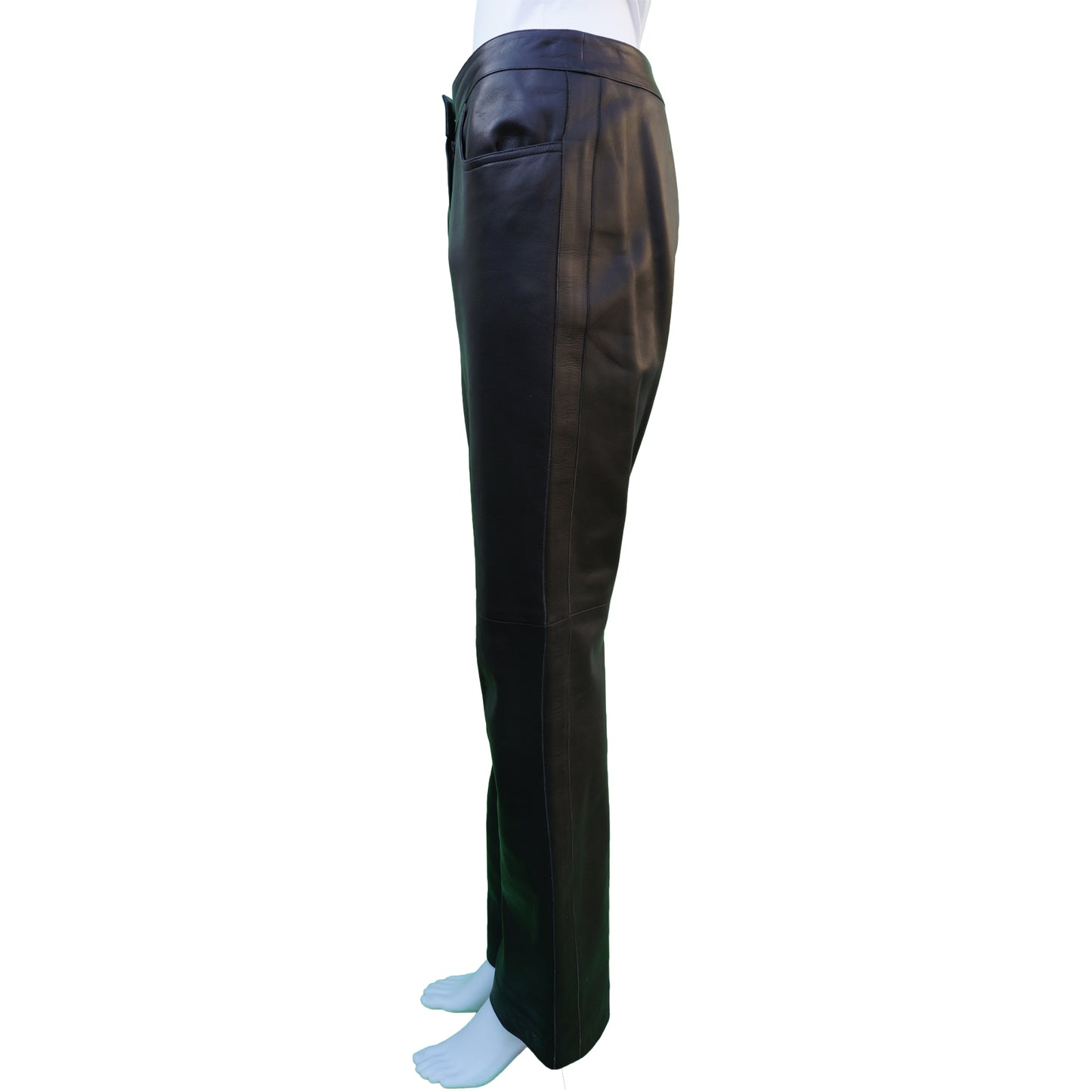 CHANEL BLACK BROWN LAMBSKIN LEATHER PANTS - leefluxury.com