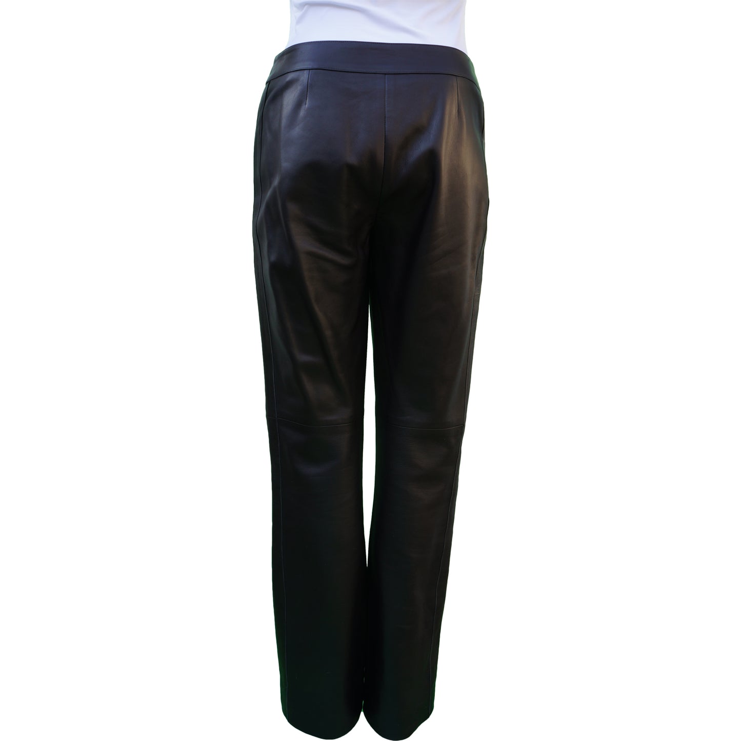 CHANEL BLACK BROWN LAMBSKIN LEATHER PANTS - leefluxury.com