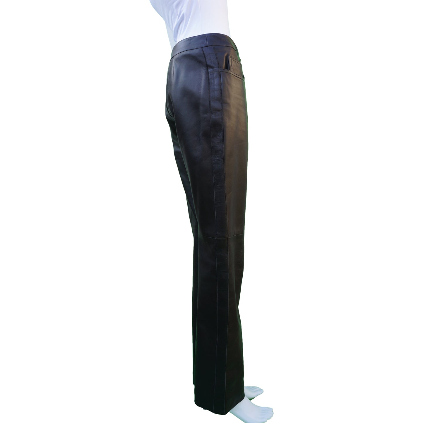 CHANEL BLACK BROWN LAMBSKIN LEATHER PANTS - leefluxury.com
