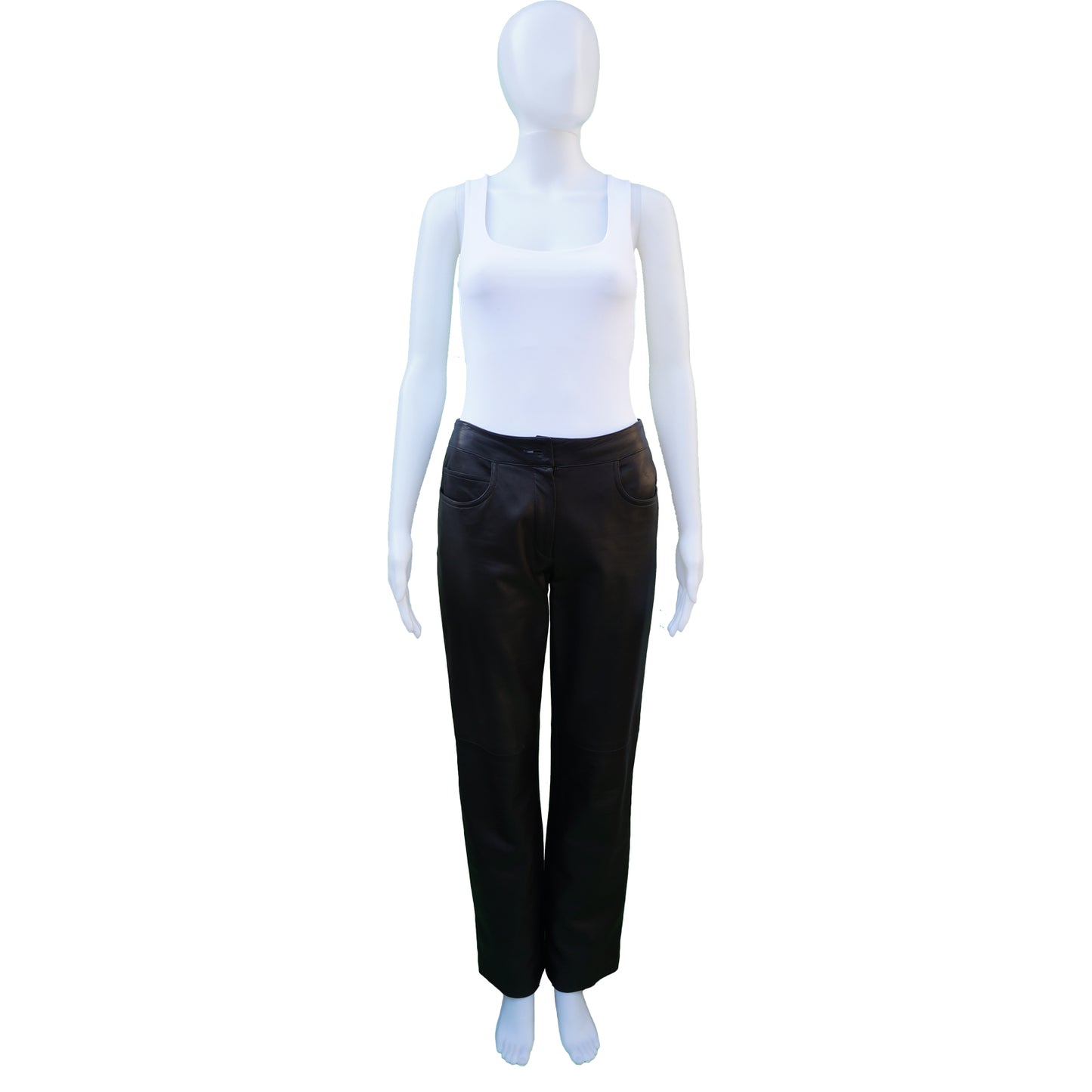 CHANEL BLACK BROWN LAMBSKIN LEATHER PANTS - leefluxury.com