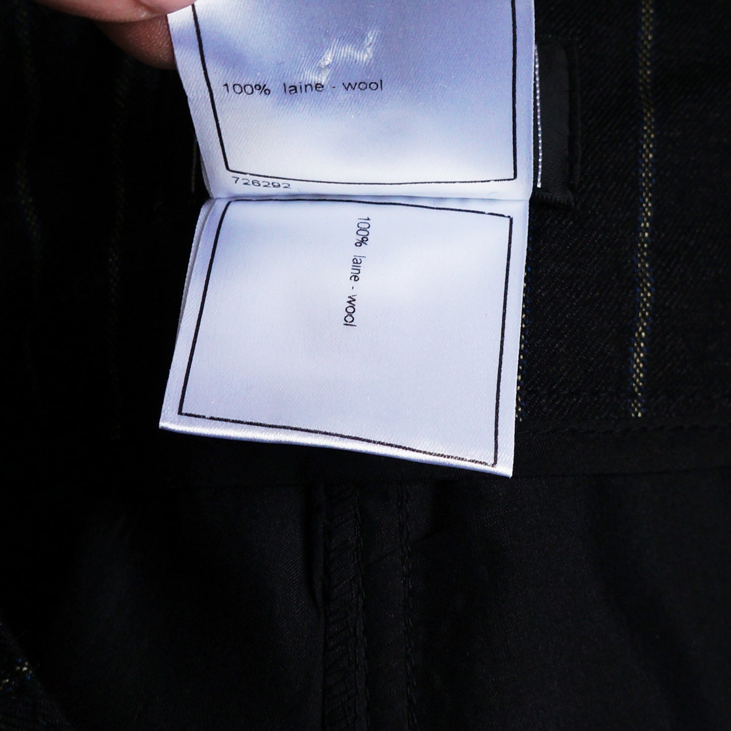 CHANEL CHARCOAL PINSTRIPE WOOL STRAIGHT LEG PANT - leefluxury.com