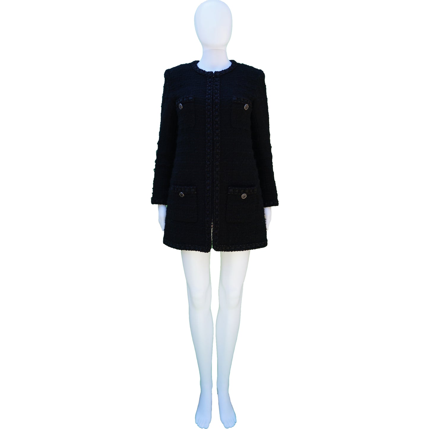 CHANEL 2017 TWEED BLACK ZIPPER JACKET - leefluxury.com