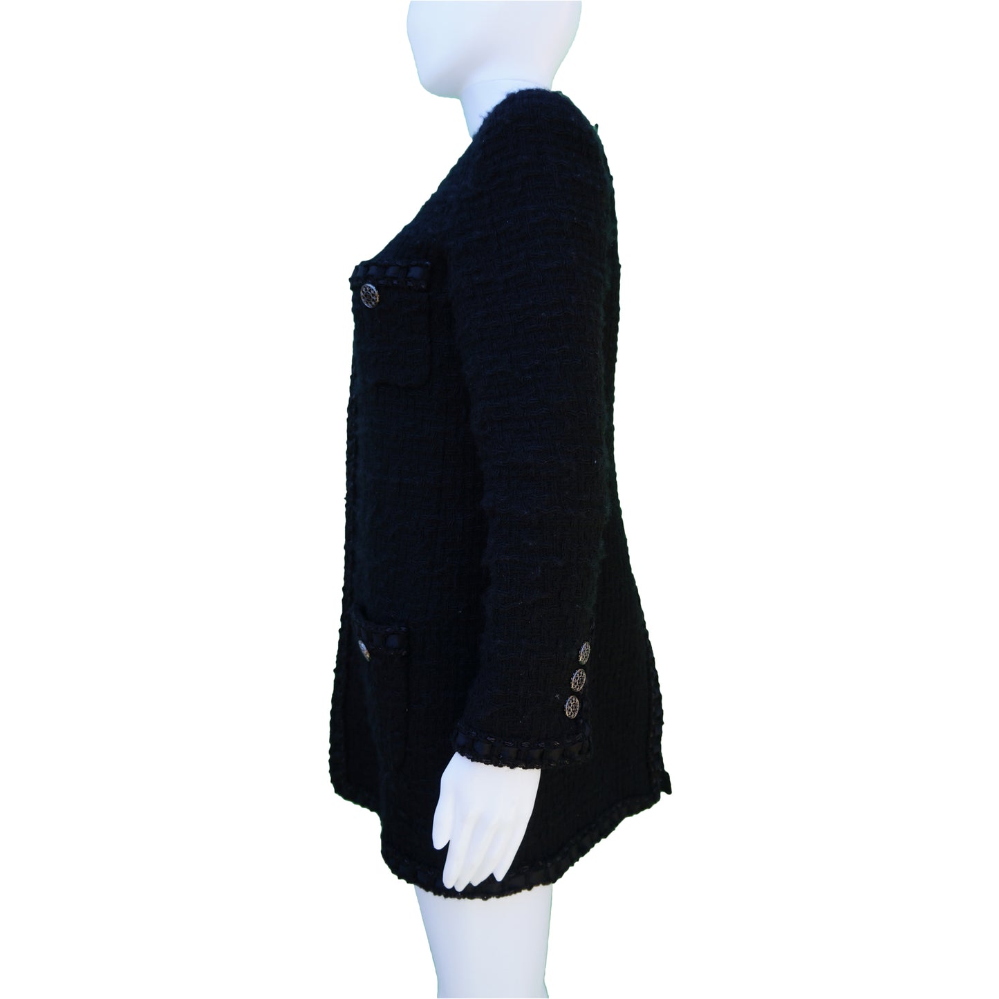 CHANEL 2017 TWEED BLACK ZIPPER JACKET - leefluxury.com