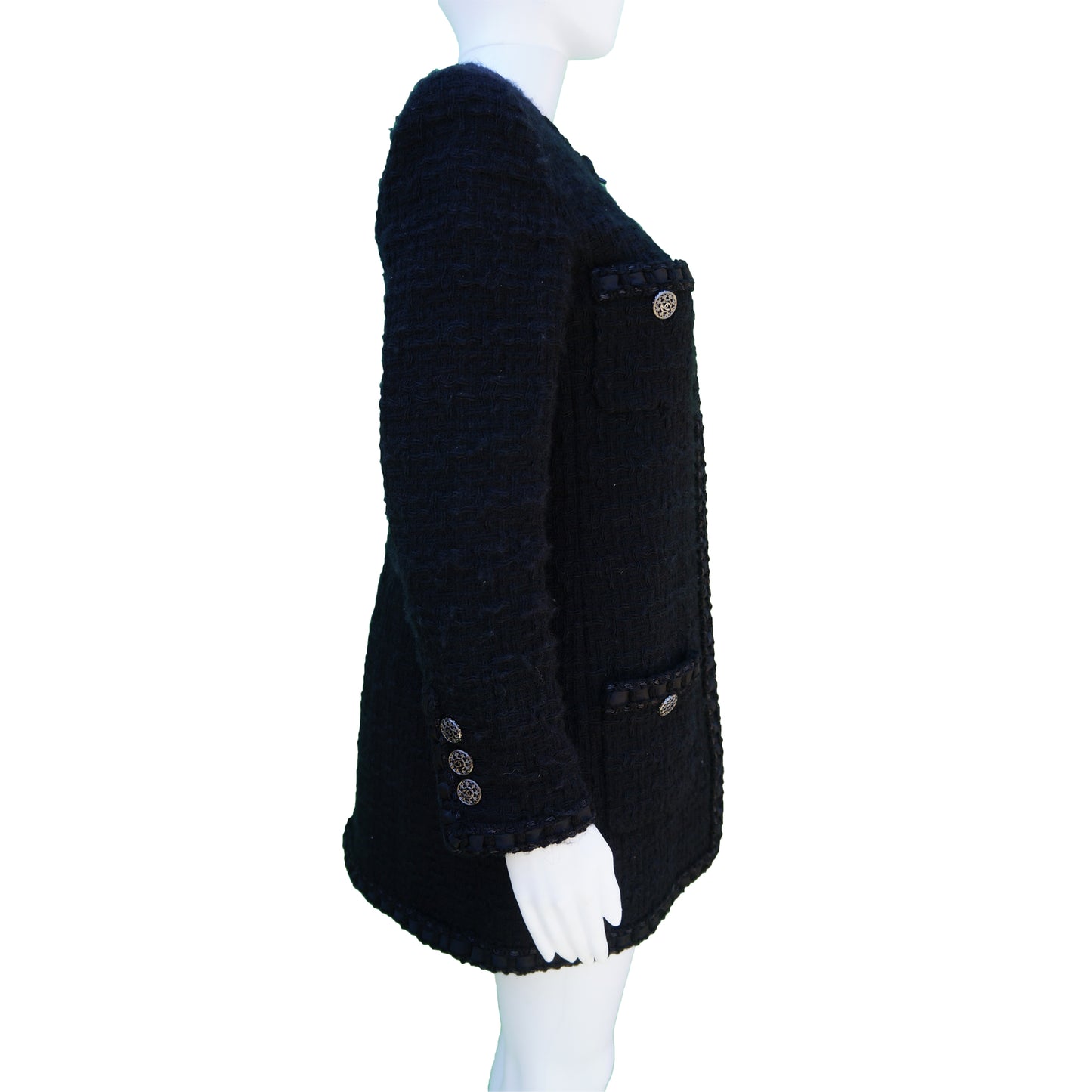 CHANEL 2017 TWEED BLACK ZIPPER JACKET - leefluxury.com