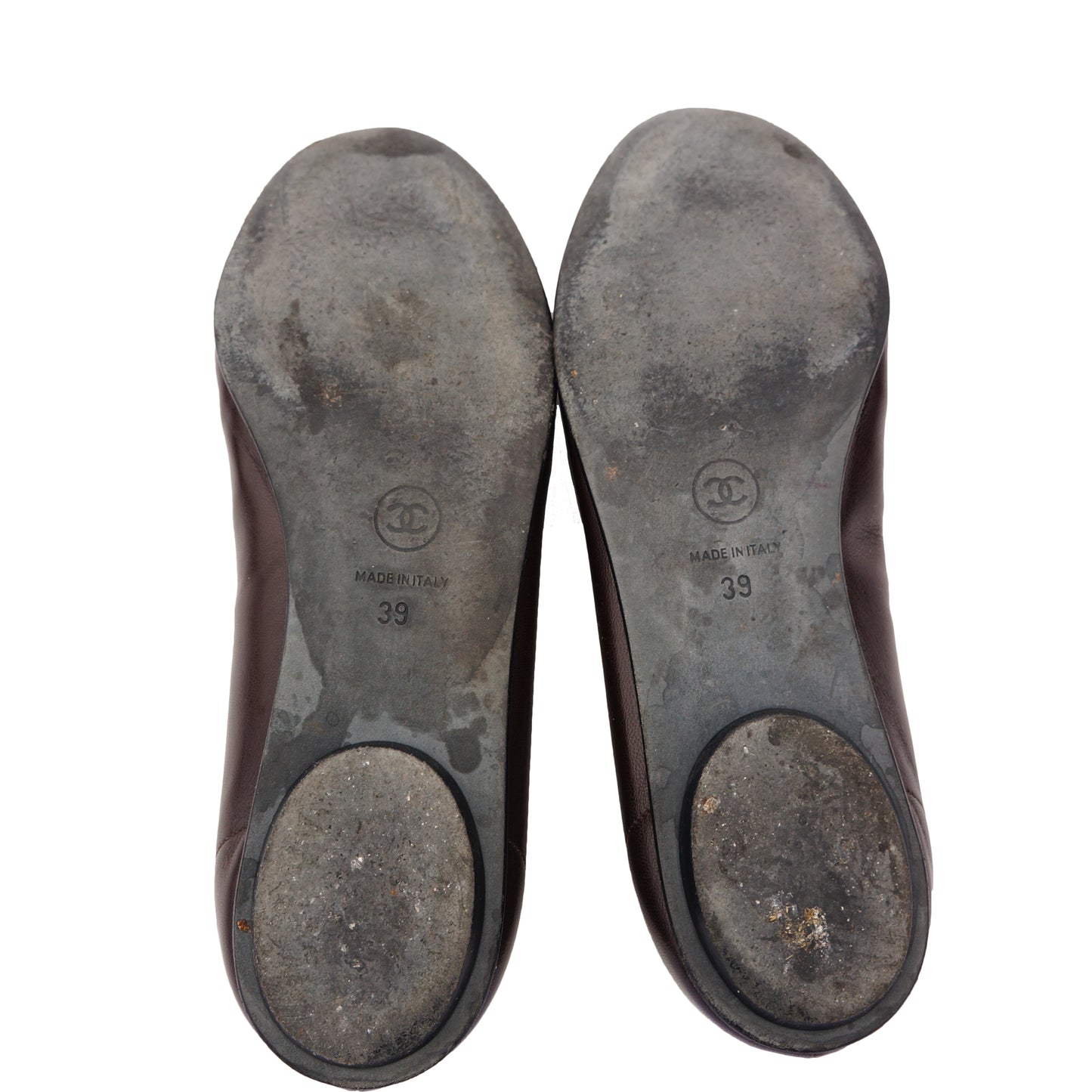 CHANEL LEATHER CAP TOE BALLET FLATS - leefluxury.com