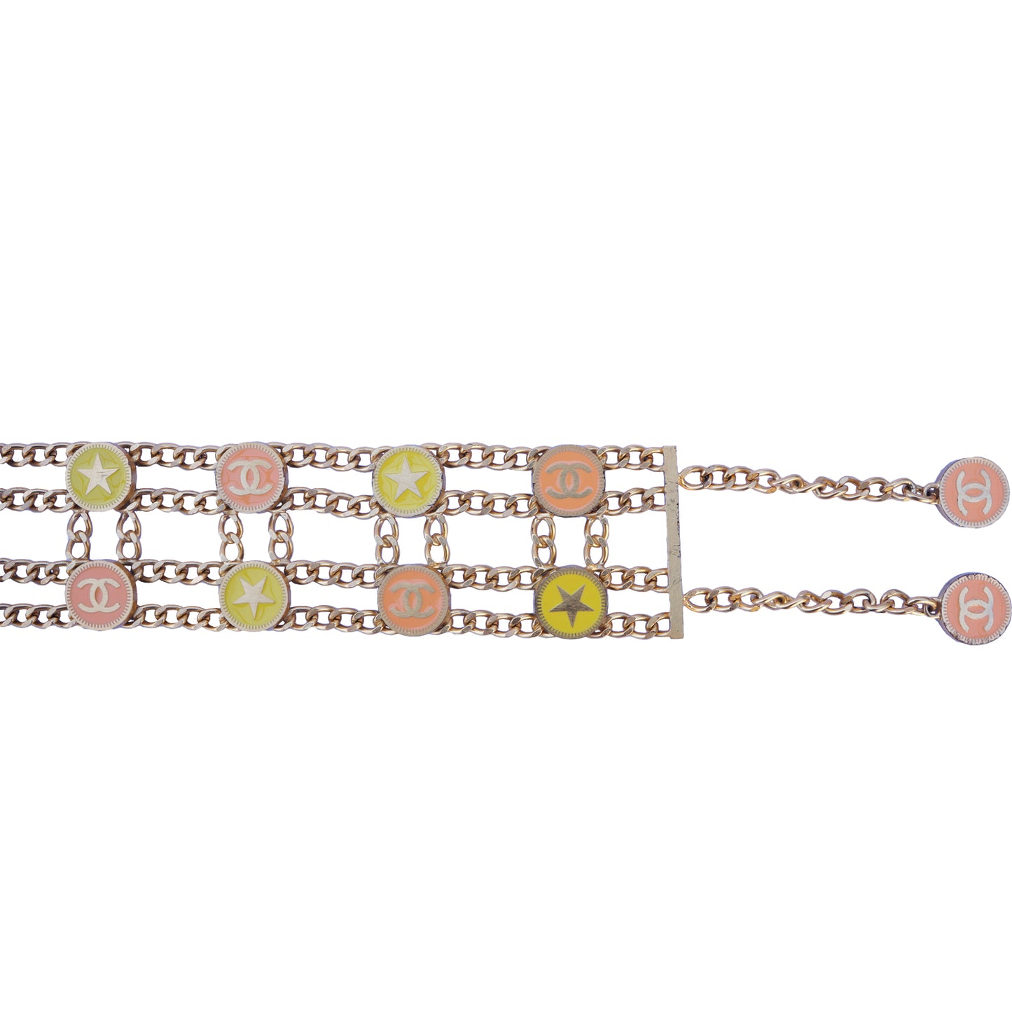 CHANEL CHAIN-LINK CC STAR BELT - leefluxury.com