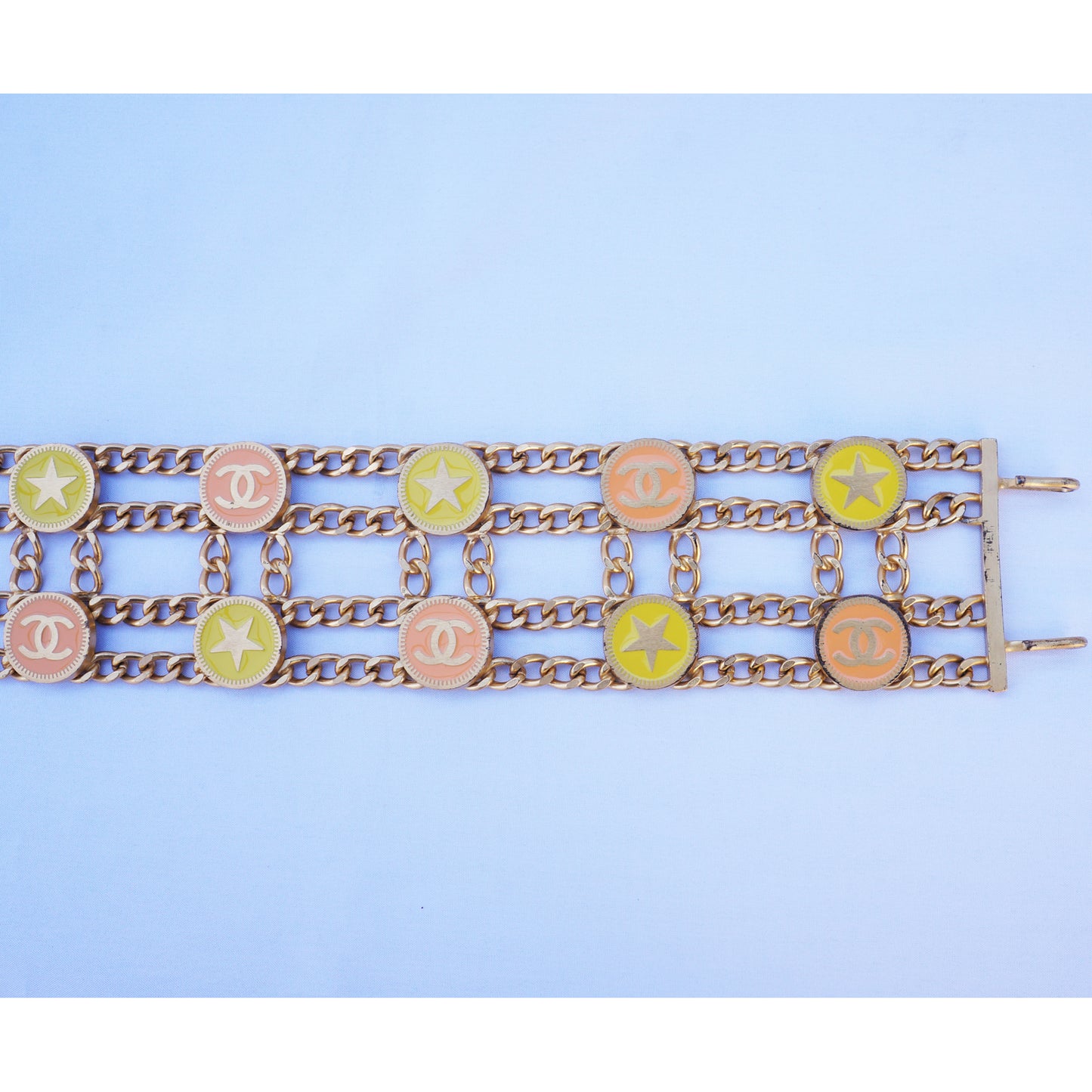 CHANEL CHAIN-LINK CC STAR BELT - leefluxury.com