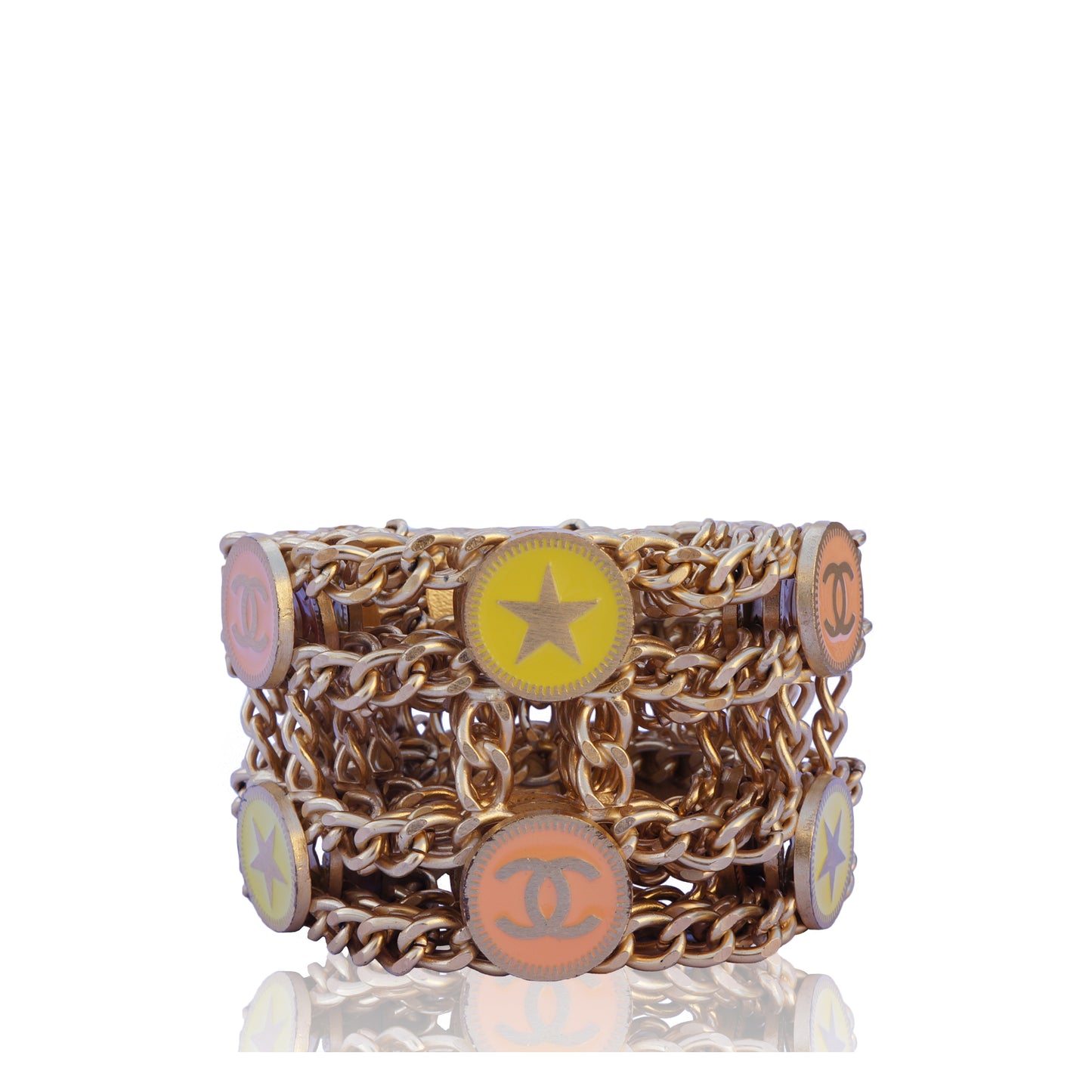 CHANEL CHAIN-LINK CC STAR BELT - leefluxury.com