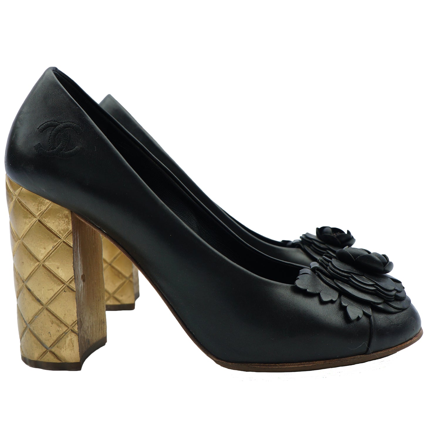 CHANEL 2015 CAMELLIA LEATHER PUMPS - leefluxury.com