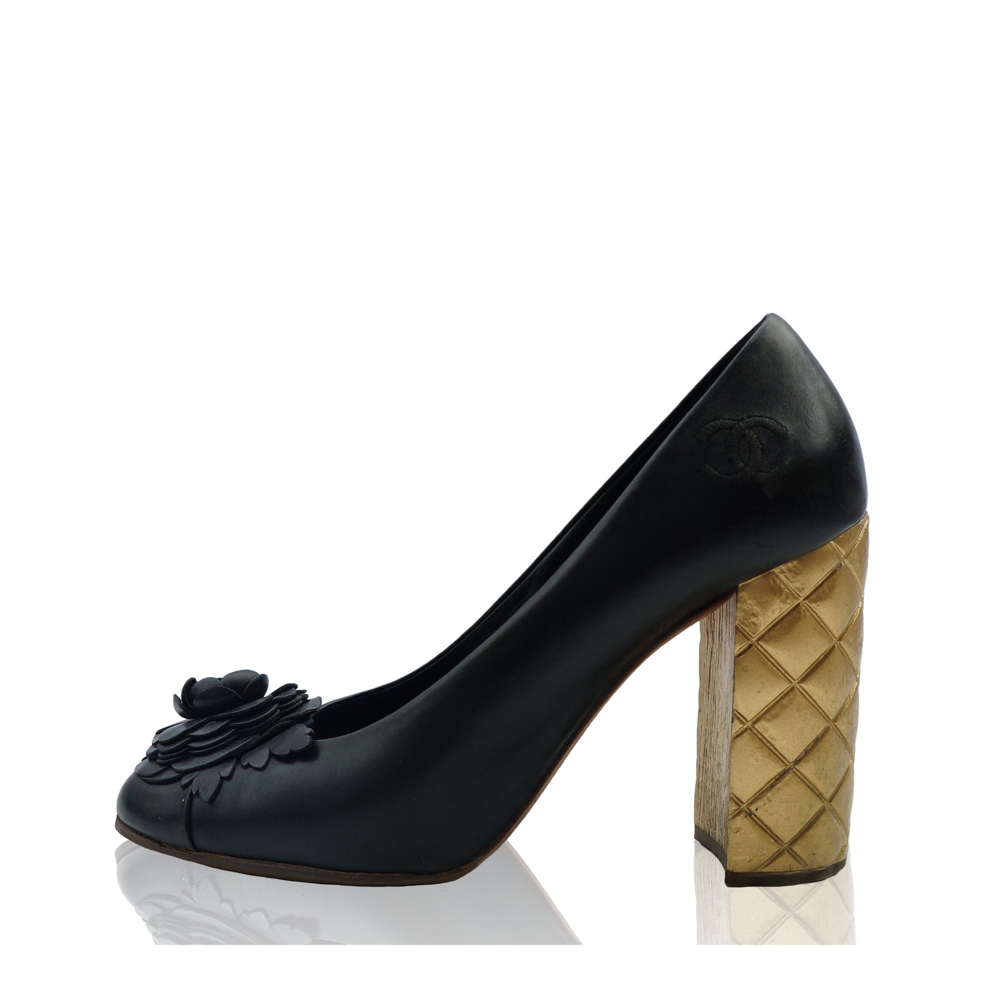 CHANEL 2015 CAMELLIA LEATHER PUMPS - leefluxury.com