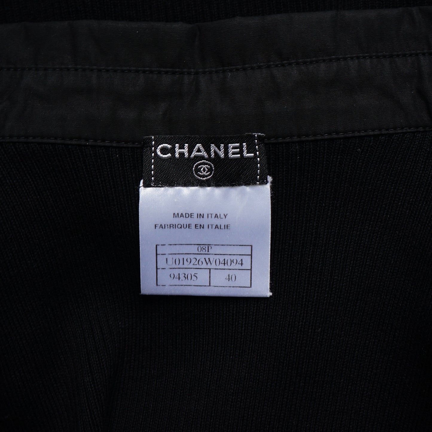 CHANEL BLACK RIB KNIT COLLARED BUTTON UP TOP - leefluxury.com