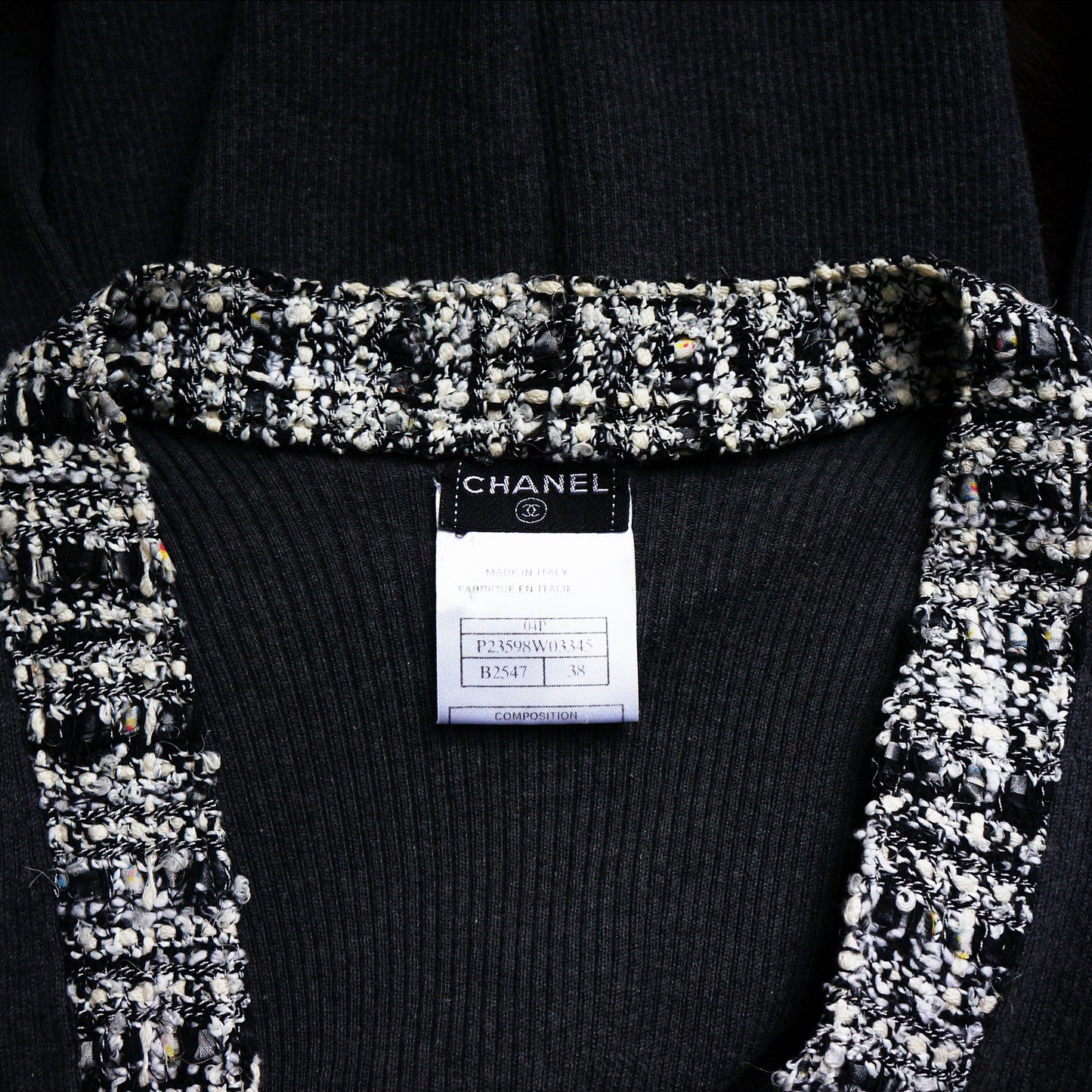 CHANEL TWEED TRIM GREY CARDIGAN - leefluxury.com