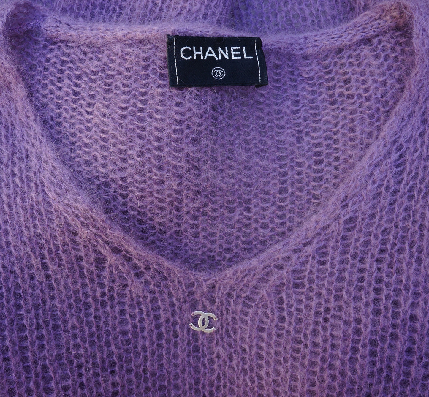 CHANEL MOHAIR OPEN KNIT SWEATER - leefluxury.com