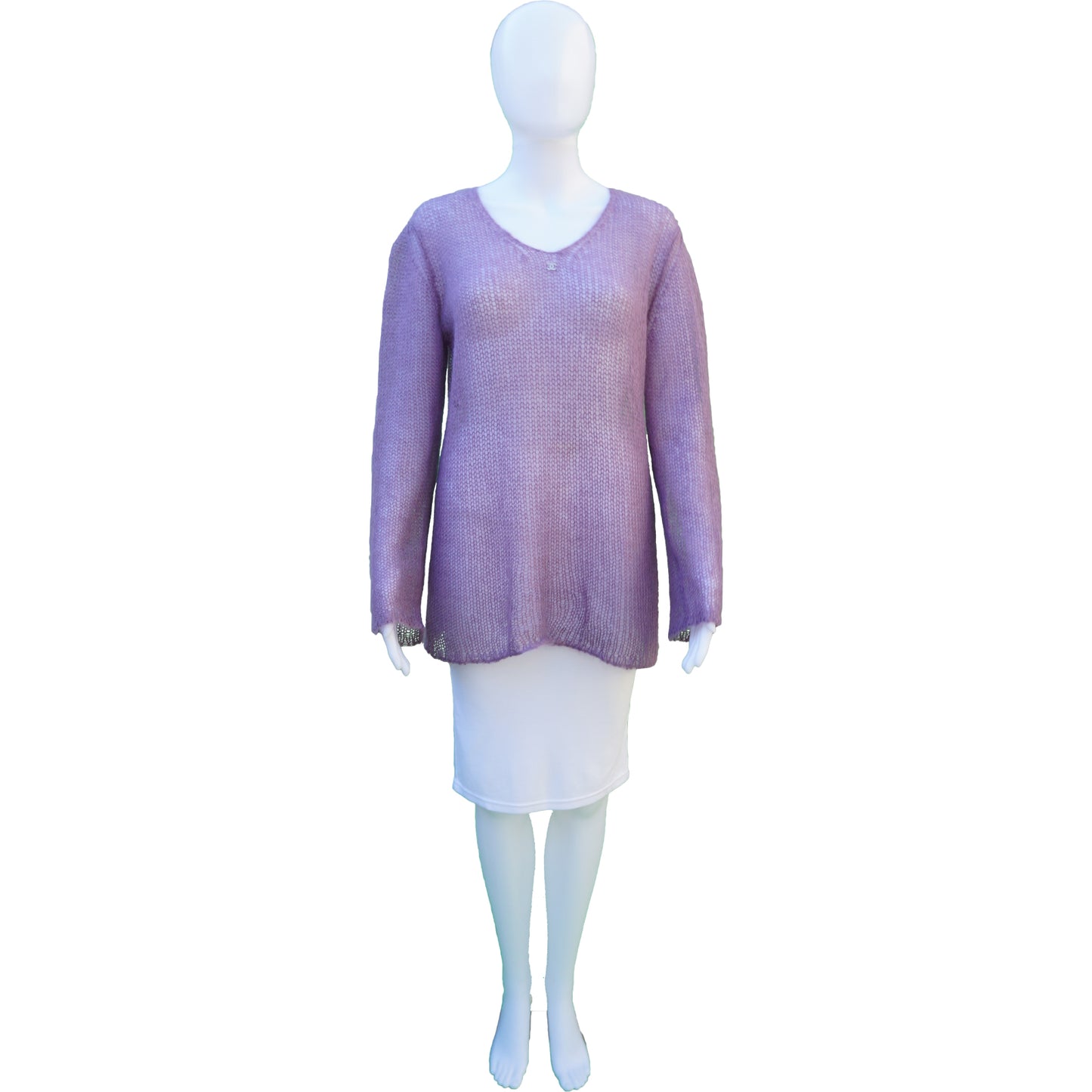 CHANEL MOHAIR OPEN KNIT SWEATER - leefluxury.com