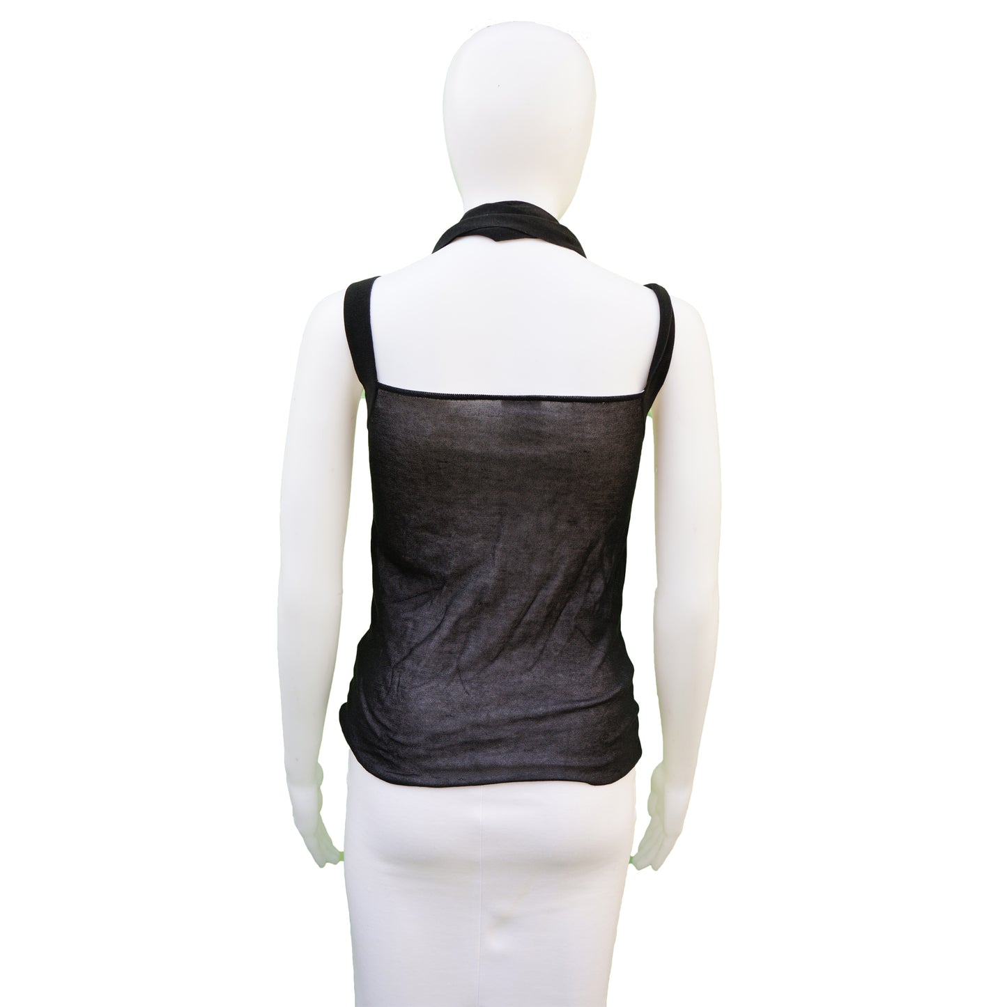 CHANEL SEMI SHEER SLEEVELESS RUCHED TANK TOP - leefluxury.com