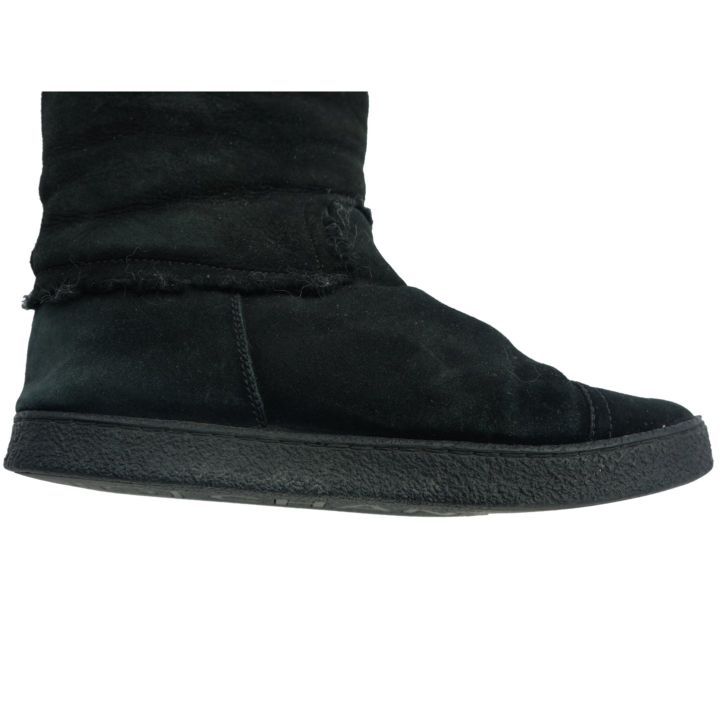 CHANEL CC MID-CALF SUEDE BOOTS - leefluxury.com