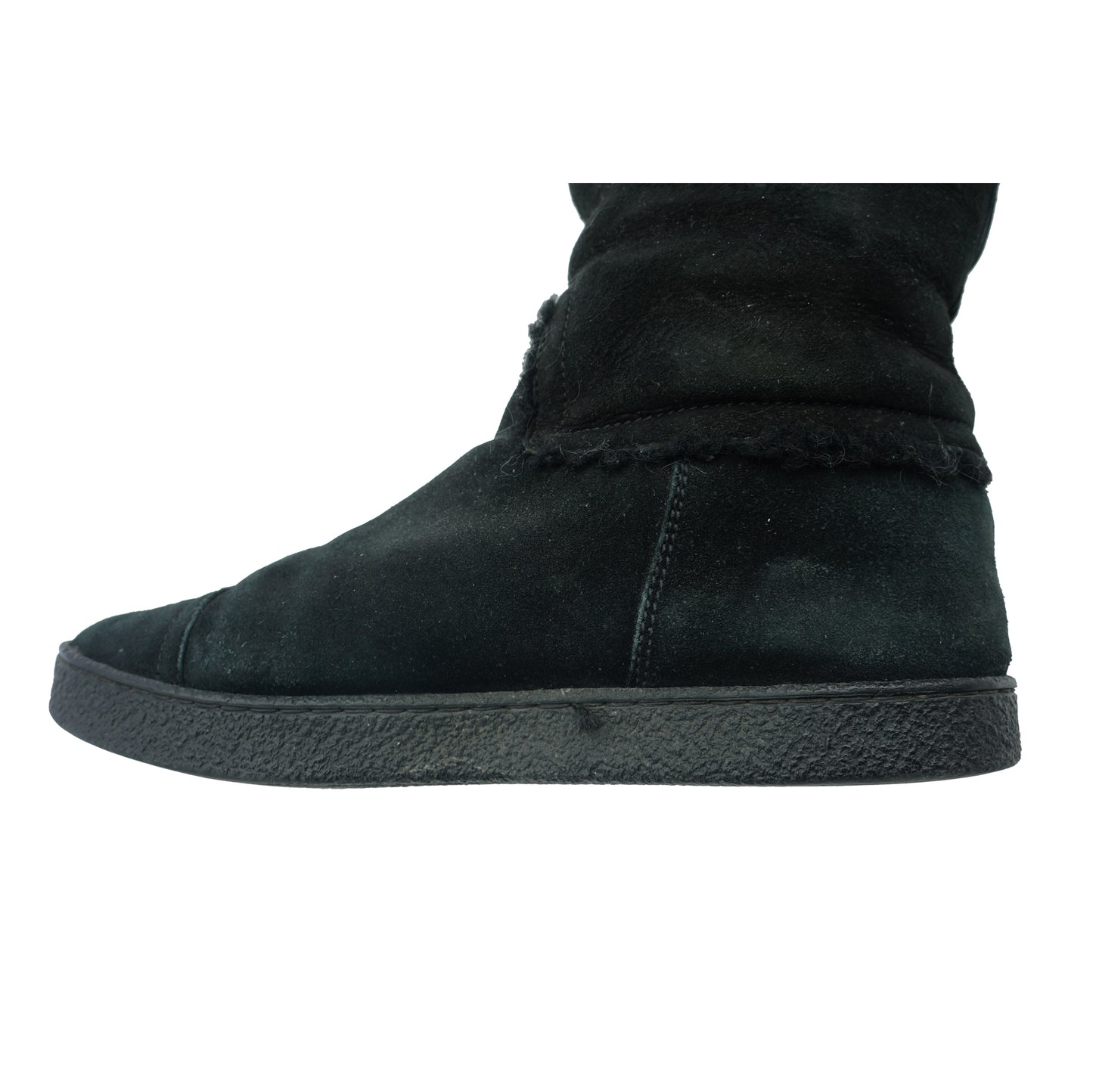 CHANEL CC MID-CALF SUEDE BOOTS - leefluxury.com