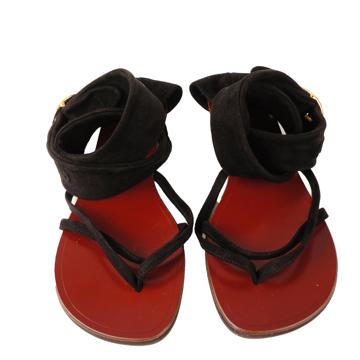 CHIE MIHARA BLACK SUEDE ANKLE TIE SANDAL - leefluxury.com