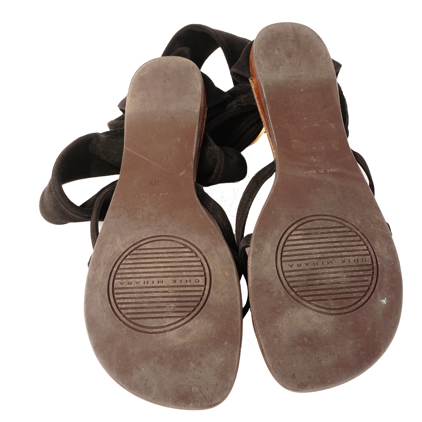 CHIE MIHARA BLACK SUEDE ANKLE TIE SANDAL - leefluxury.com