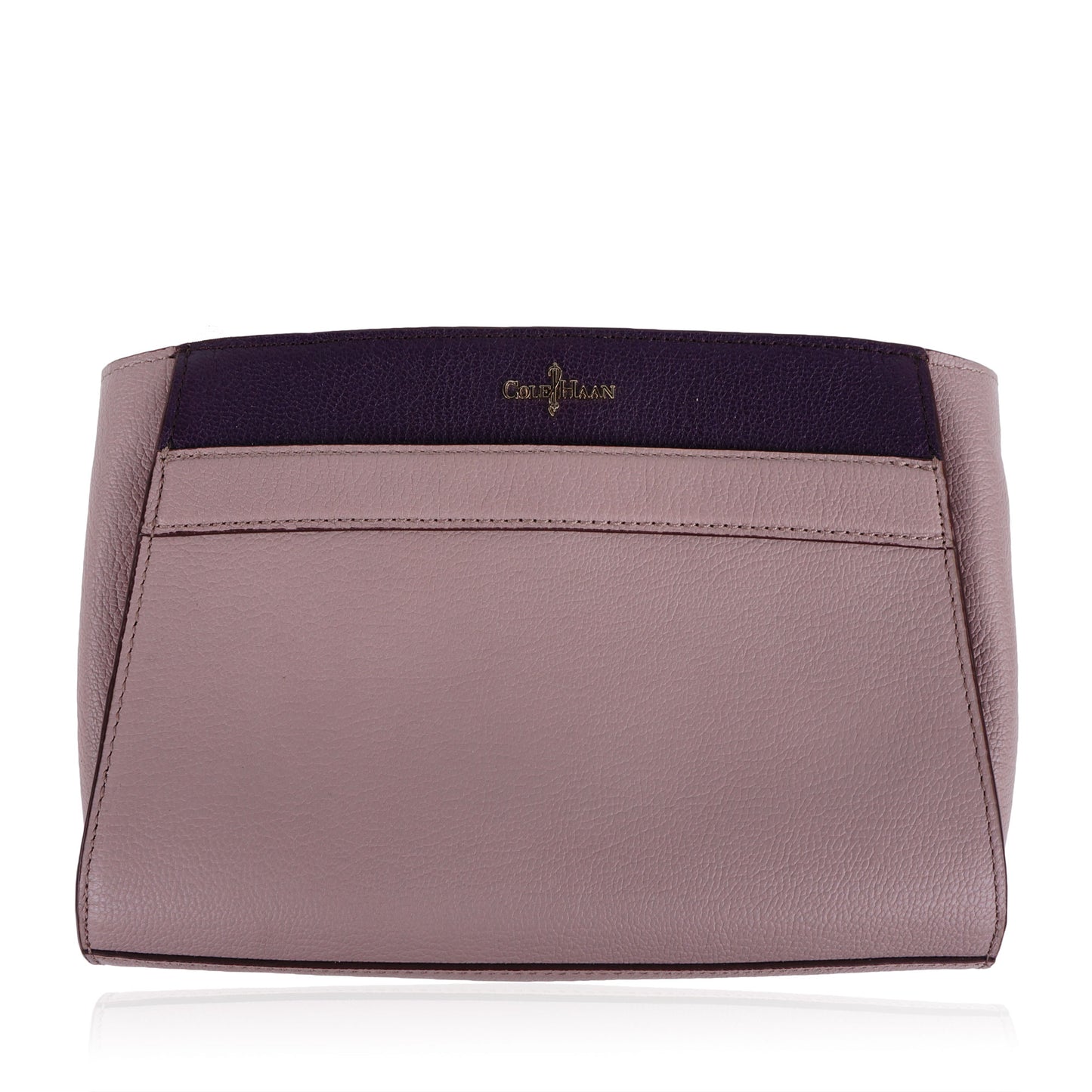 COLE HAAN PURPLE TAUPE LEATHER CONVERTIBLE CLUTCH SHOULDER BAG - leefluxury.com