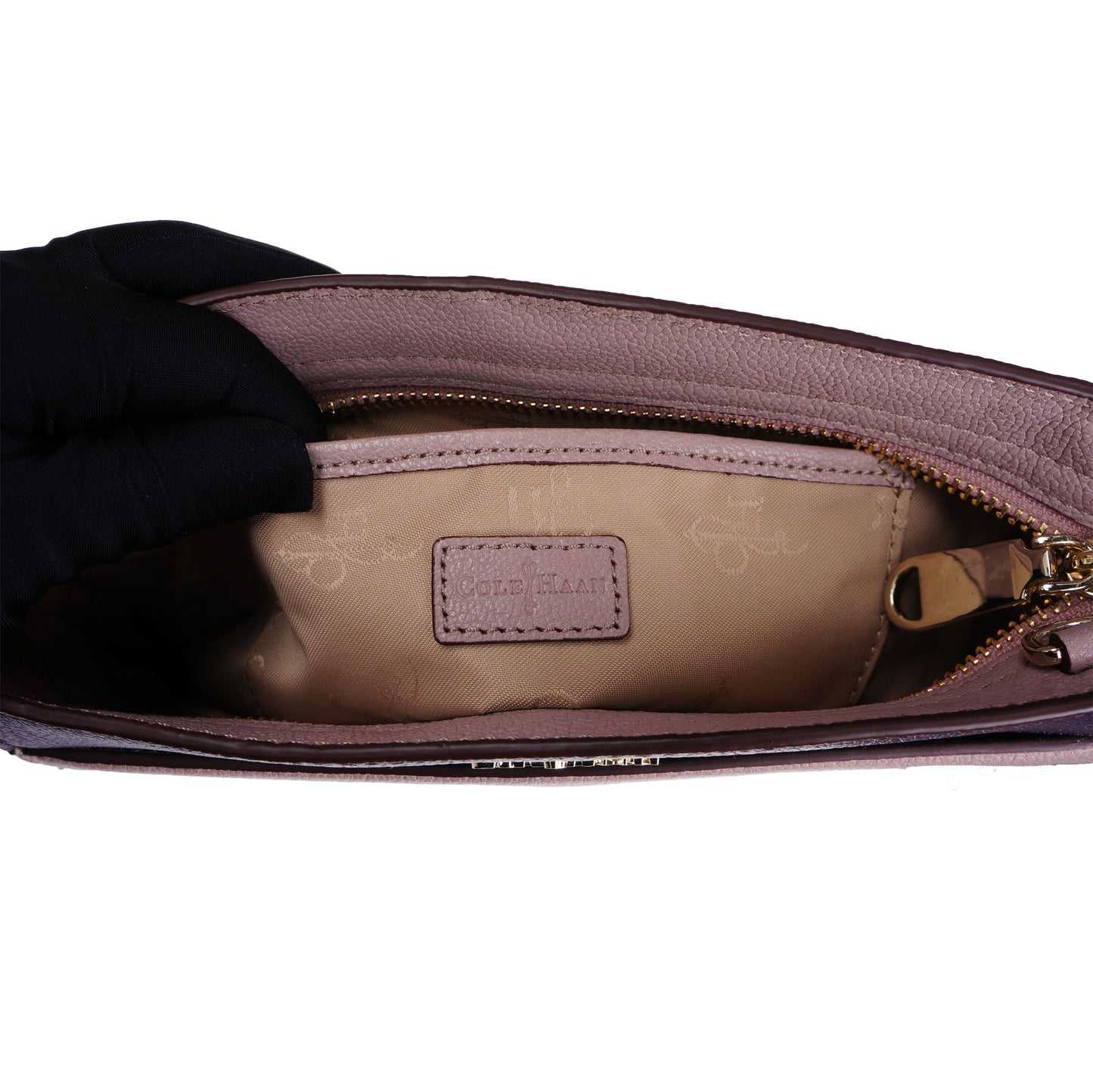 COLE HAAN PURPLE TAUPE LEATHER CONVERTIBLE CLUTCH SHOULDER BAG - leefluxury.com