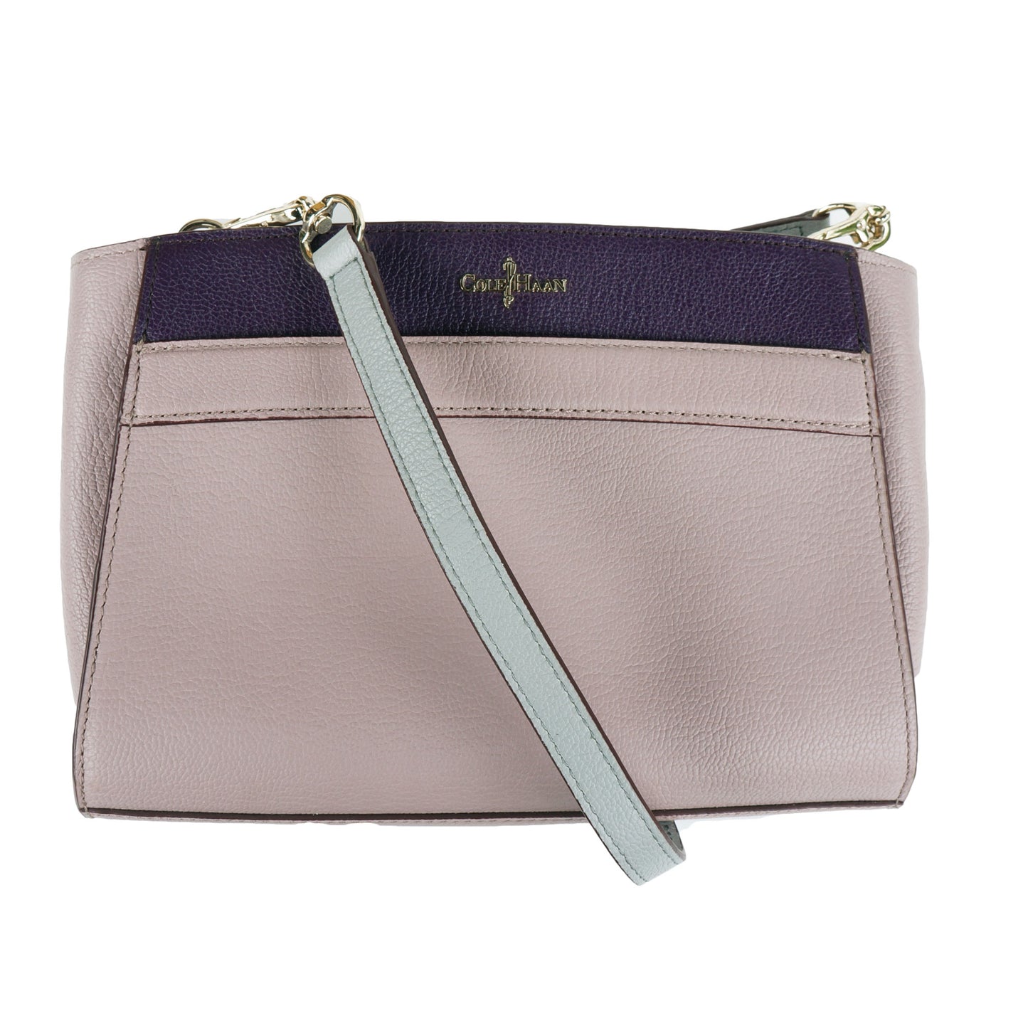 COLE HAAN PURPLE TAUPE LEATHER CONVERTIBLE CLUTCH SHOULDER BAG - leefluxury.com