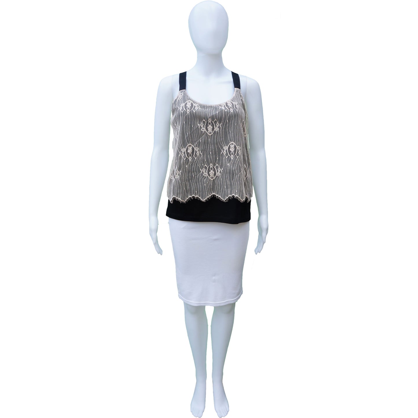 COP COPINE LACE OVERLAY HALTER TOP - leefluxury.com