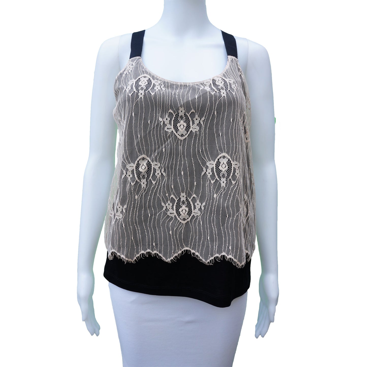 COP COPINE LACE OVERLAY HALTER TOP - leefluxury.com
