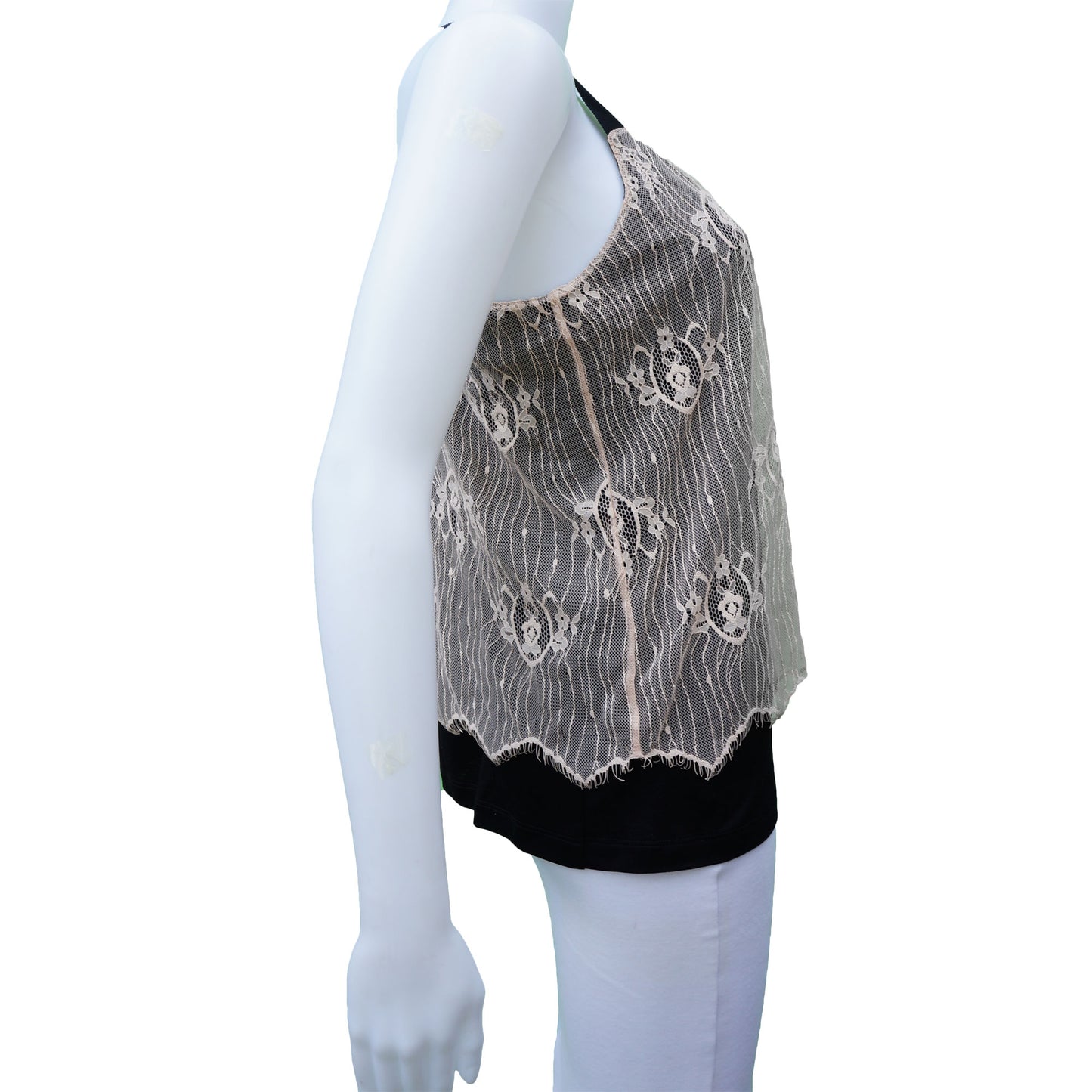 COP COPINE LACE OVERLAY HALTER TOP - leefluxury.com
