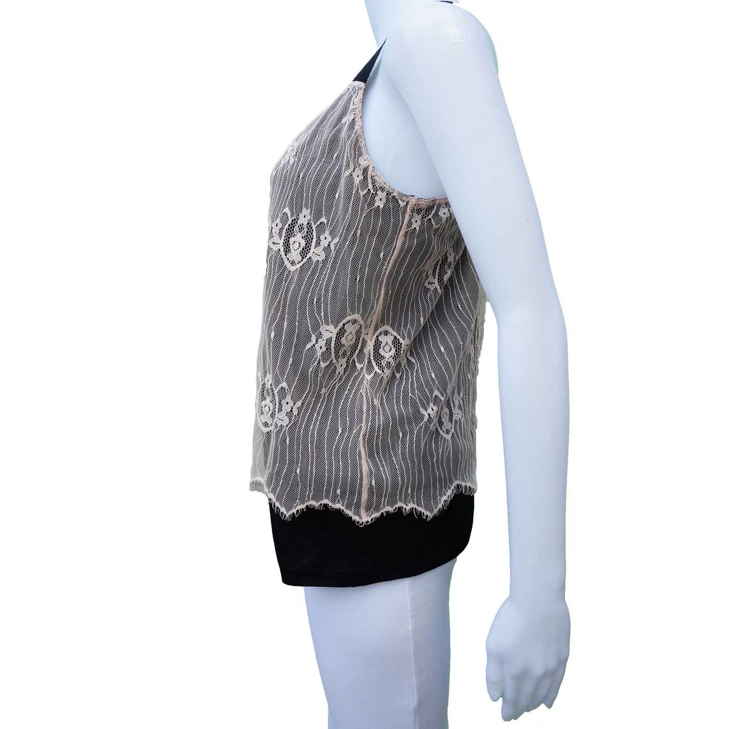 COP COPINE LACE OVERLAY HALTER TOP - leefluxury.com