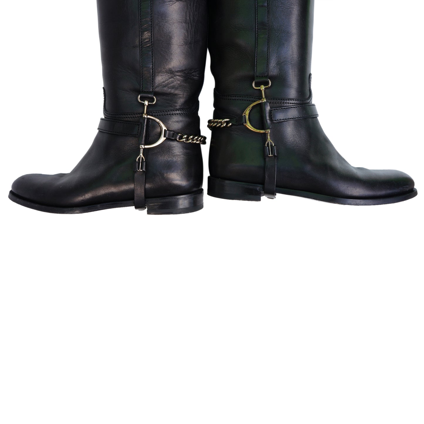 Ralph Lauren Black Leather Knee High Riding Boots