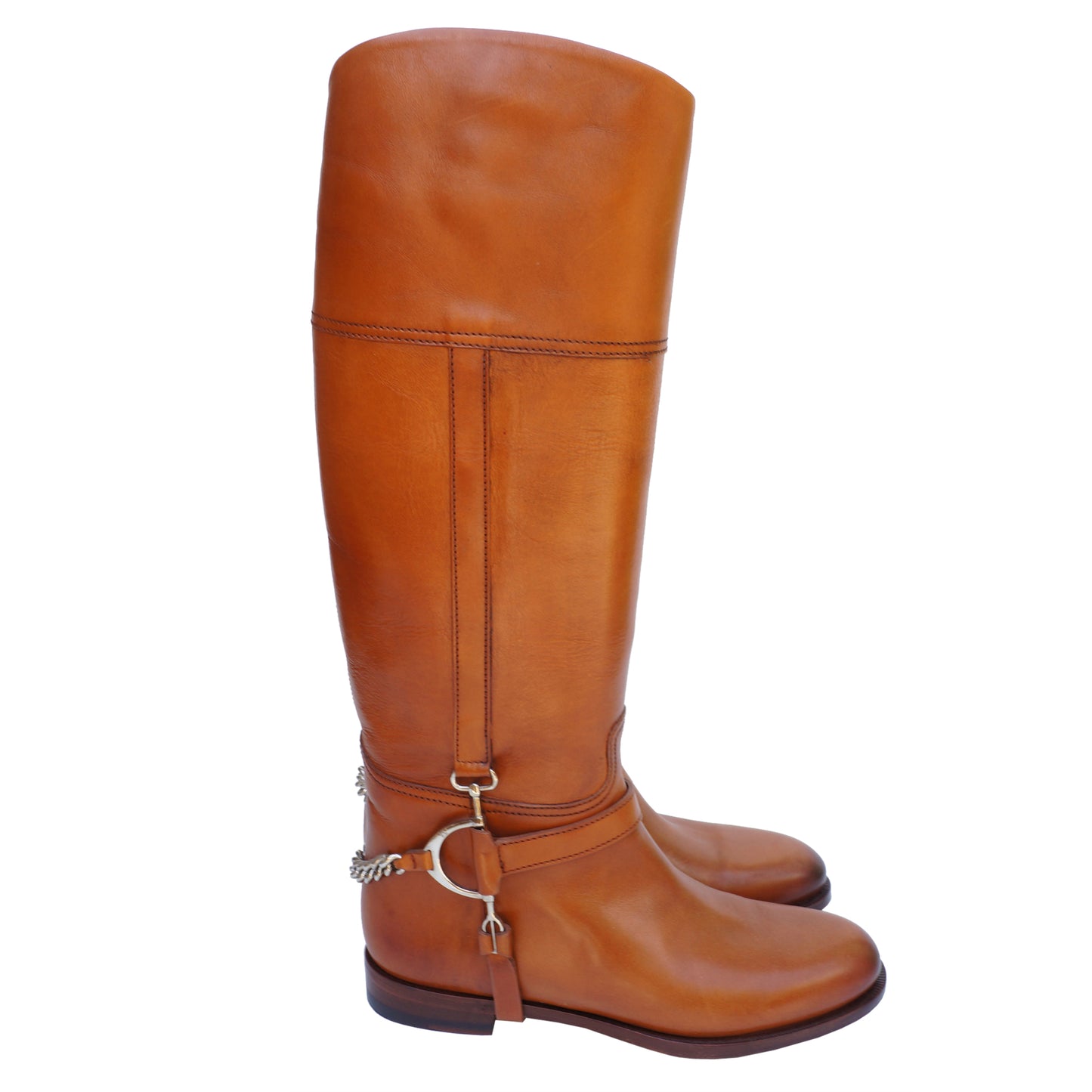 Ralph Lauren Tan Leather Knee High Riding Boots
