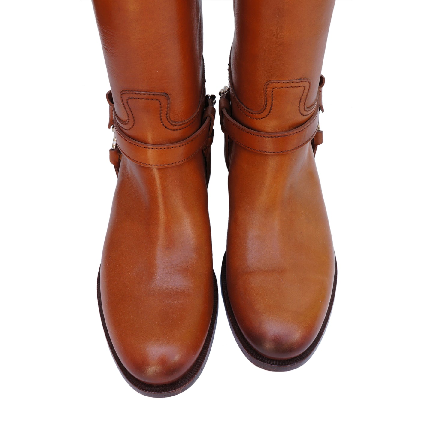 Ralph Lauren Tan Leather Knee High Riding Boots