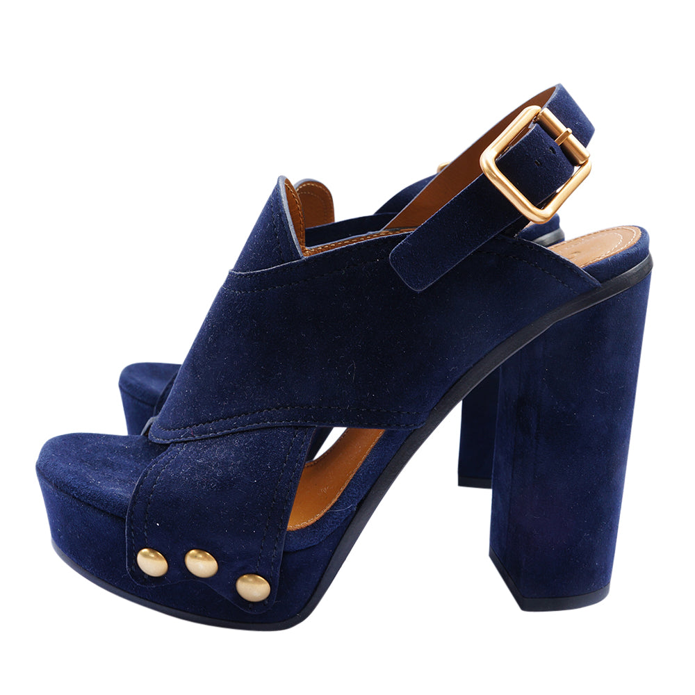 CHLOÉ Mischa Navy Suede Platform Sandals