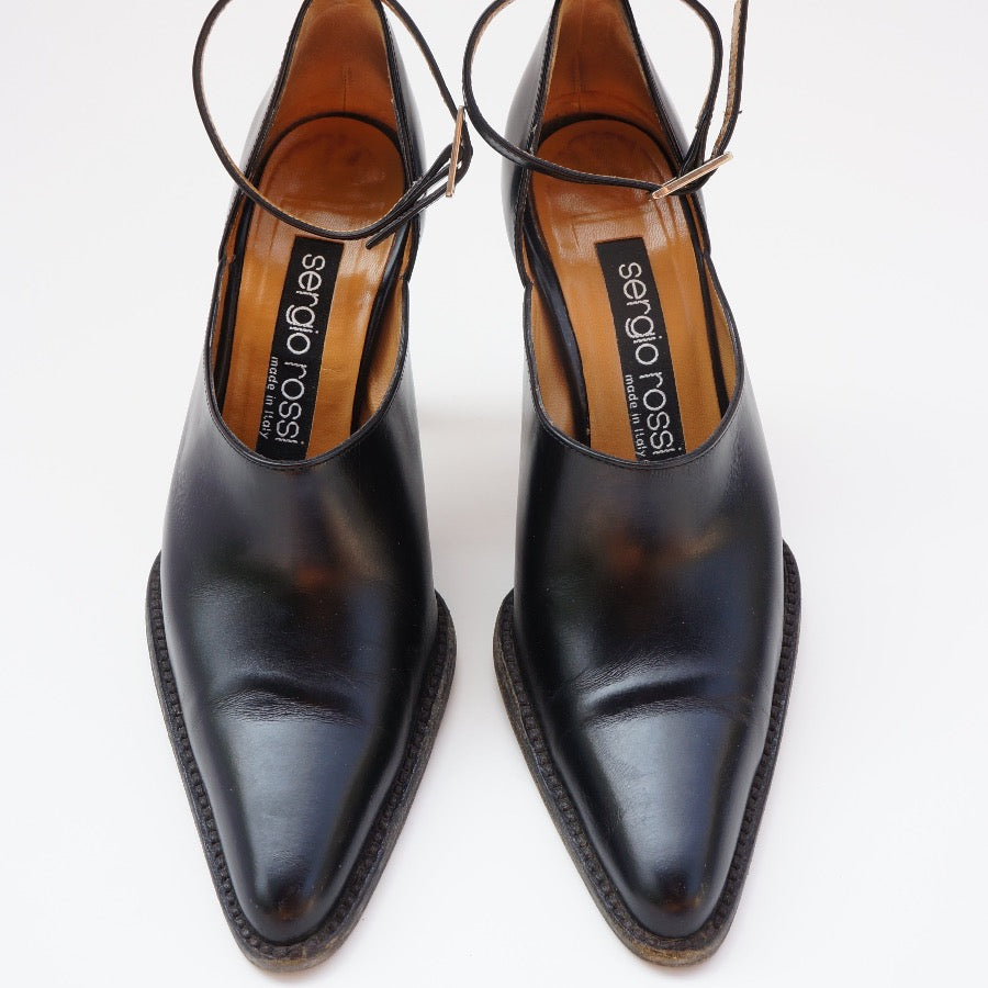 Sergio Rossi leather mules black;