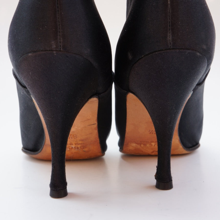 Gucci Satin Black Lace Up Boots