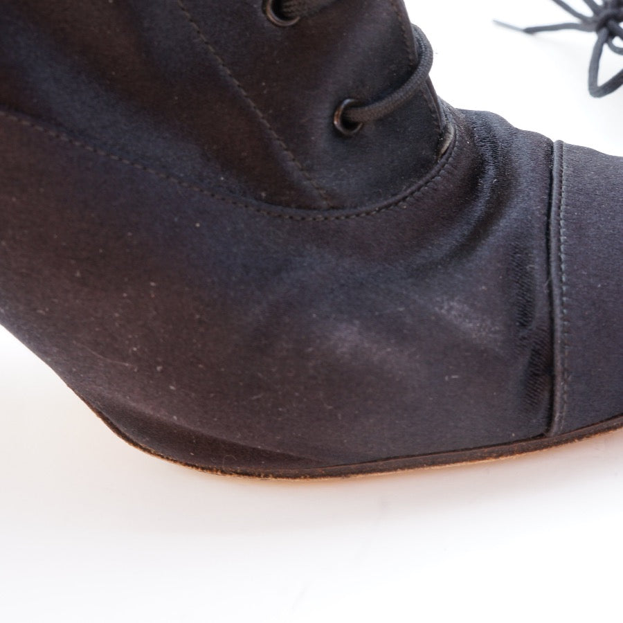 Gucci Satin Black Lace Up Boots