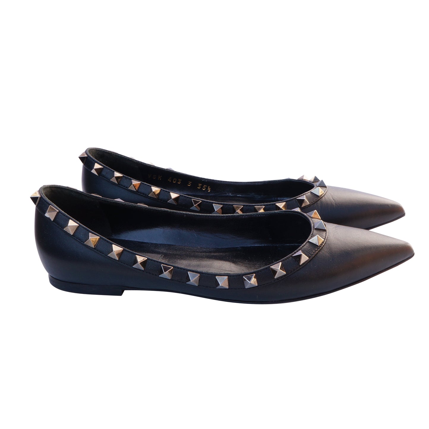 Valentino Garavani Leather Flats Black Rockstud