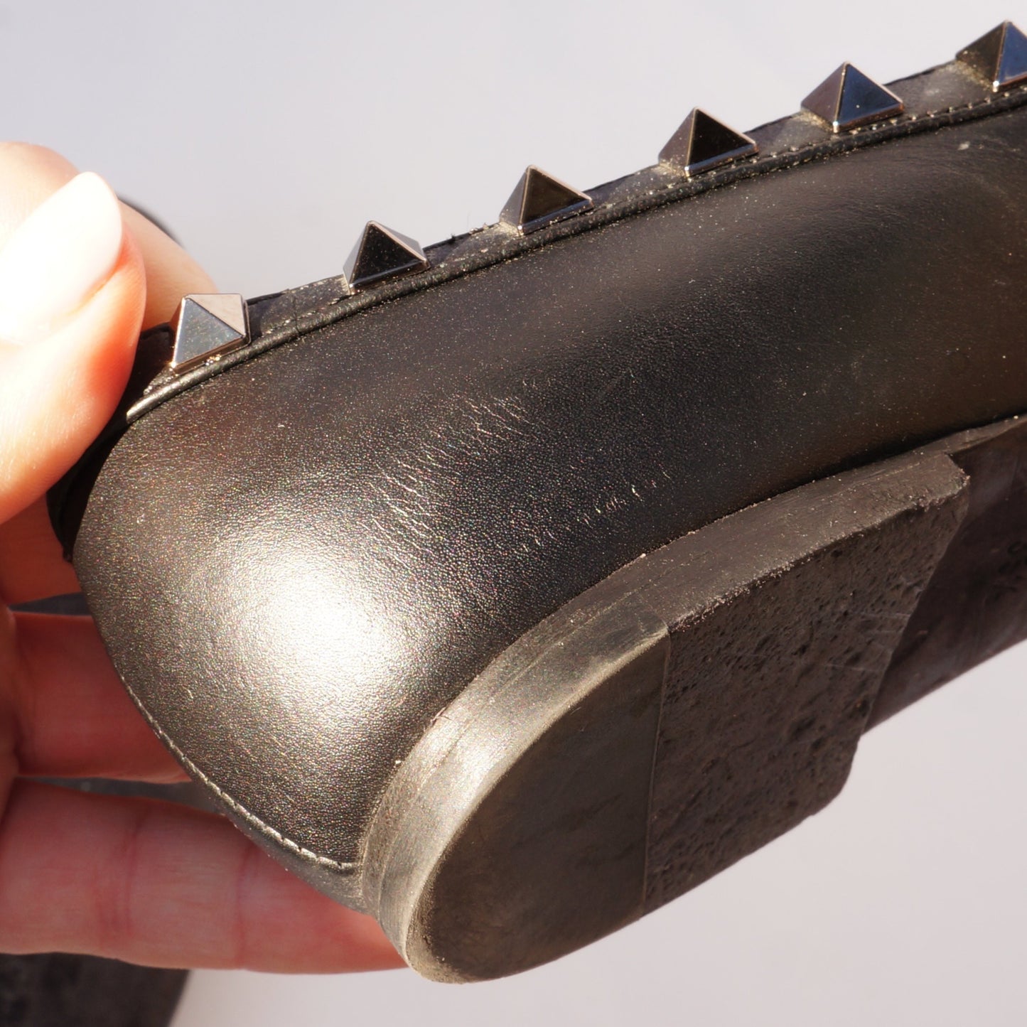 Valentino Garavani Leather Flats Black Rockstud