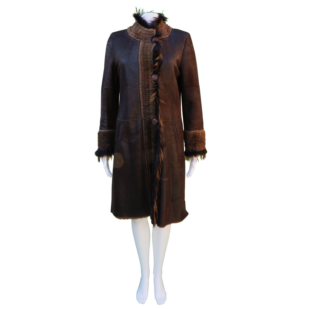 Rizal Leather Reversible Shearling Coat