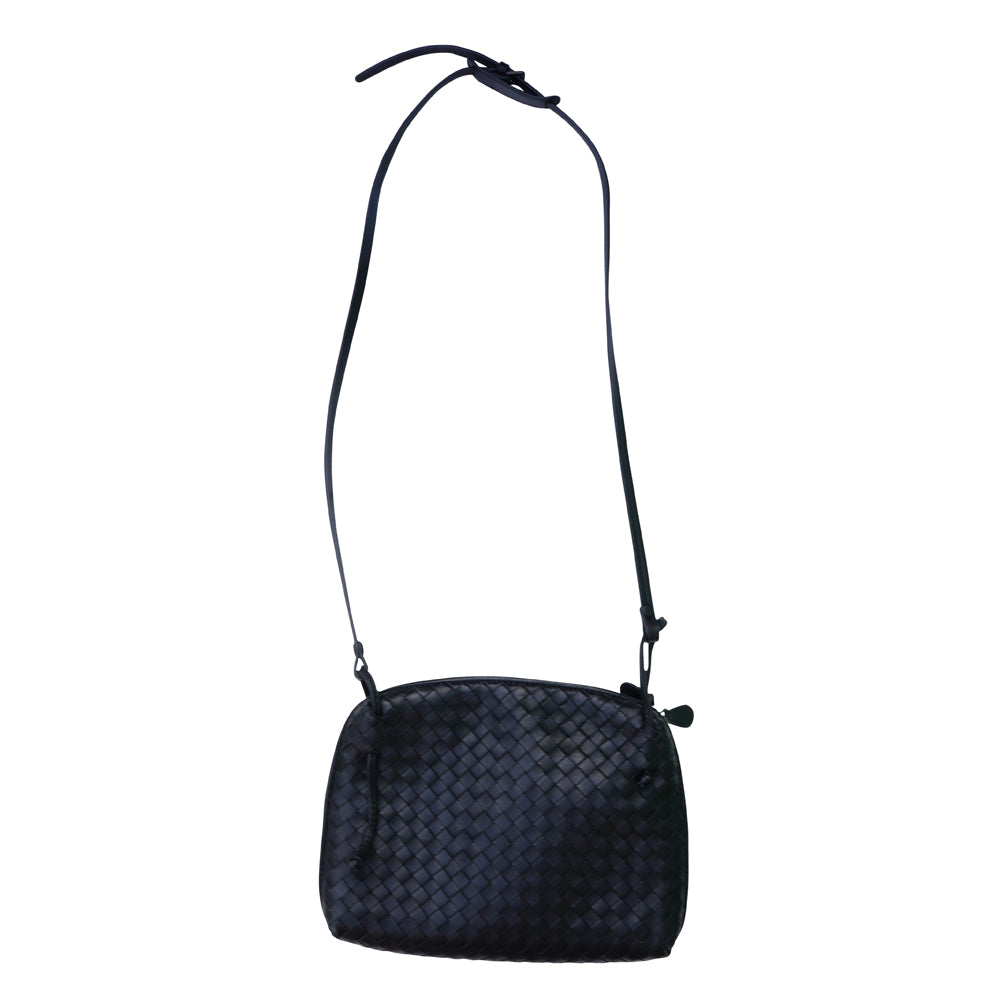 Bottega Veneta Intrecciato Black Leather Crossbody