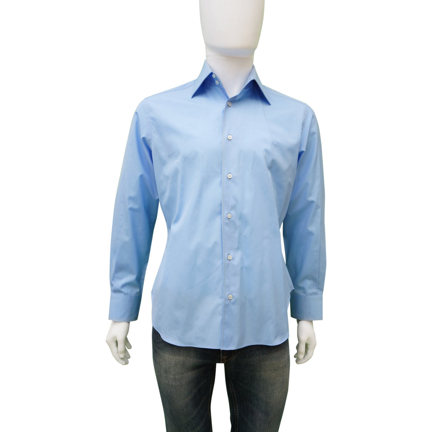 ZILLI BLUE WOVEN BUTTON-UP SHIRT - leefluxury.com