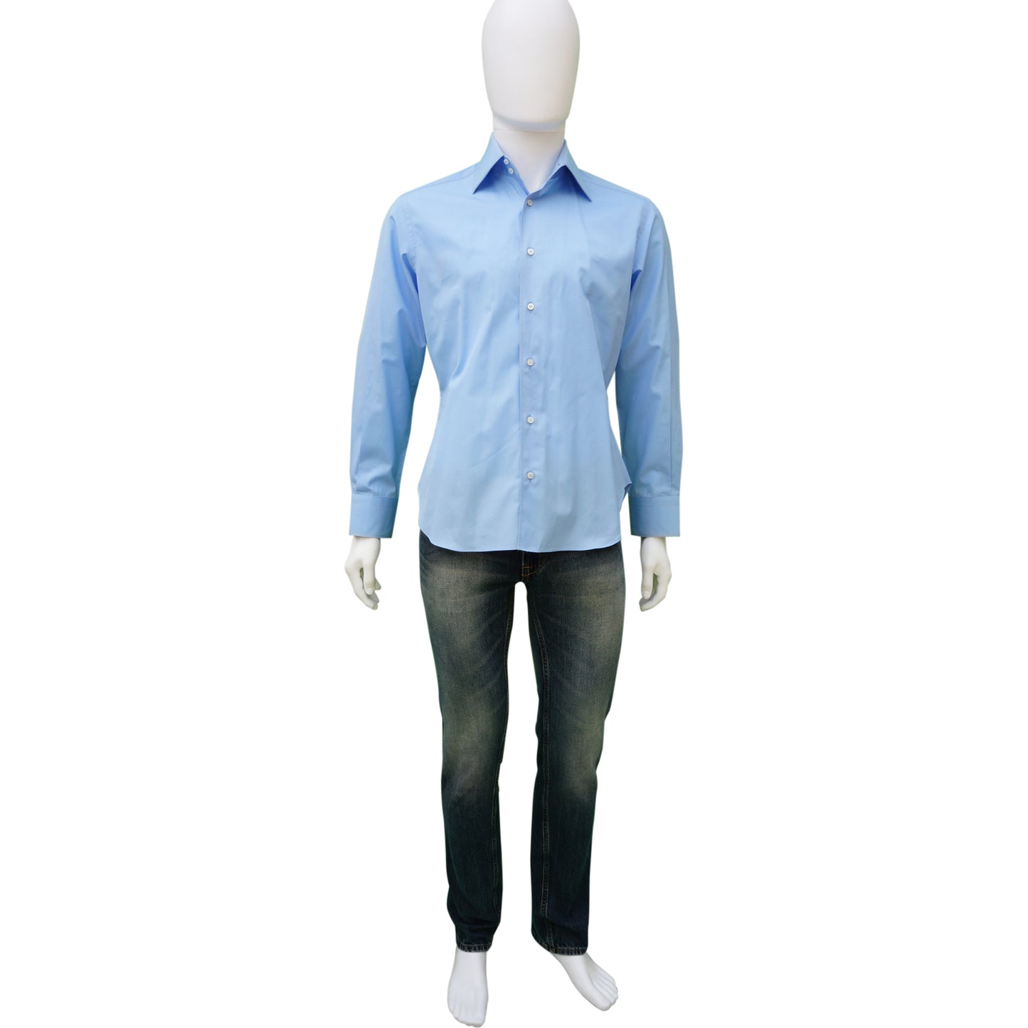 ZILLI BLUE WOVEN BUTTON-UP SHIRT - leefluxury.com