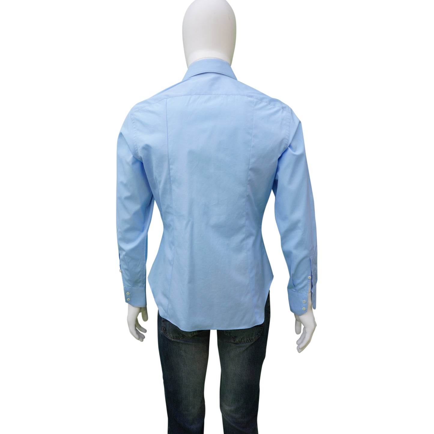 ZILLI BLUE WOVEN BUTTON-UP SHIRT - leefluxury.com