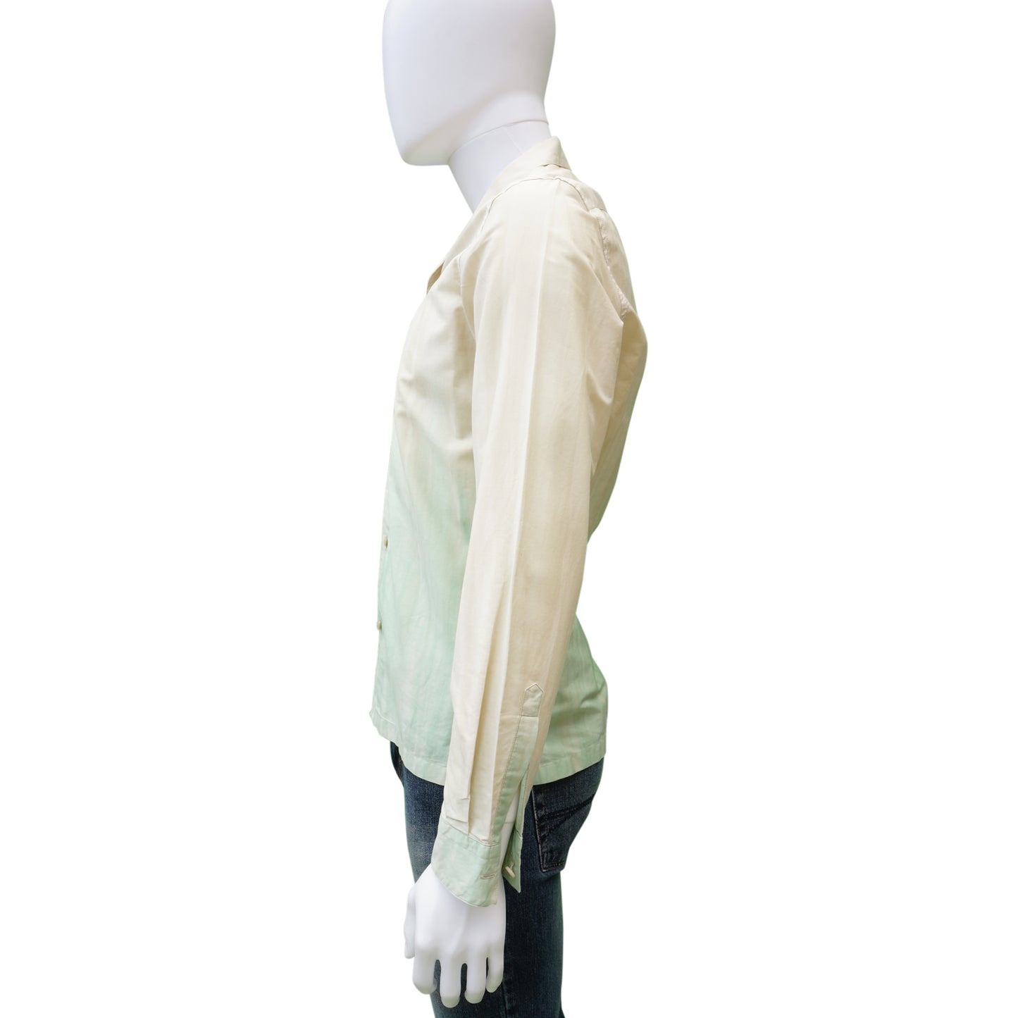 PRADA GREEN OMBRE BUTTON UP SHIRT - leefluxury.com