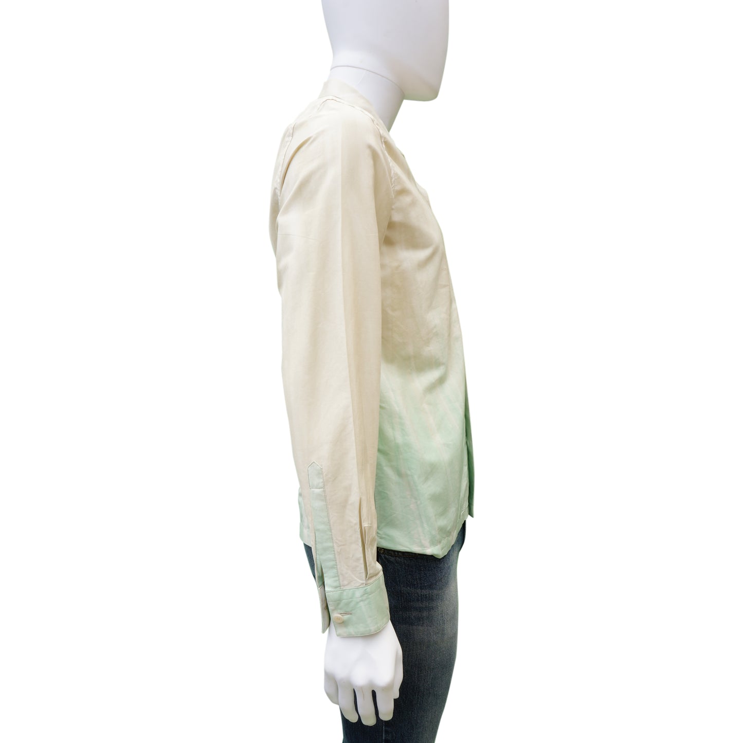 PRADA GREEN OMBRE BUTTON UP SHIRT - leefluxury.com