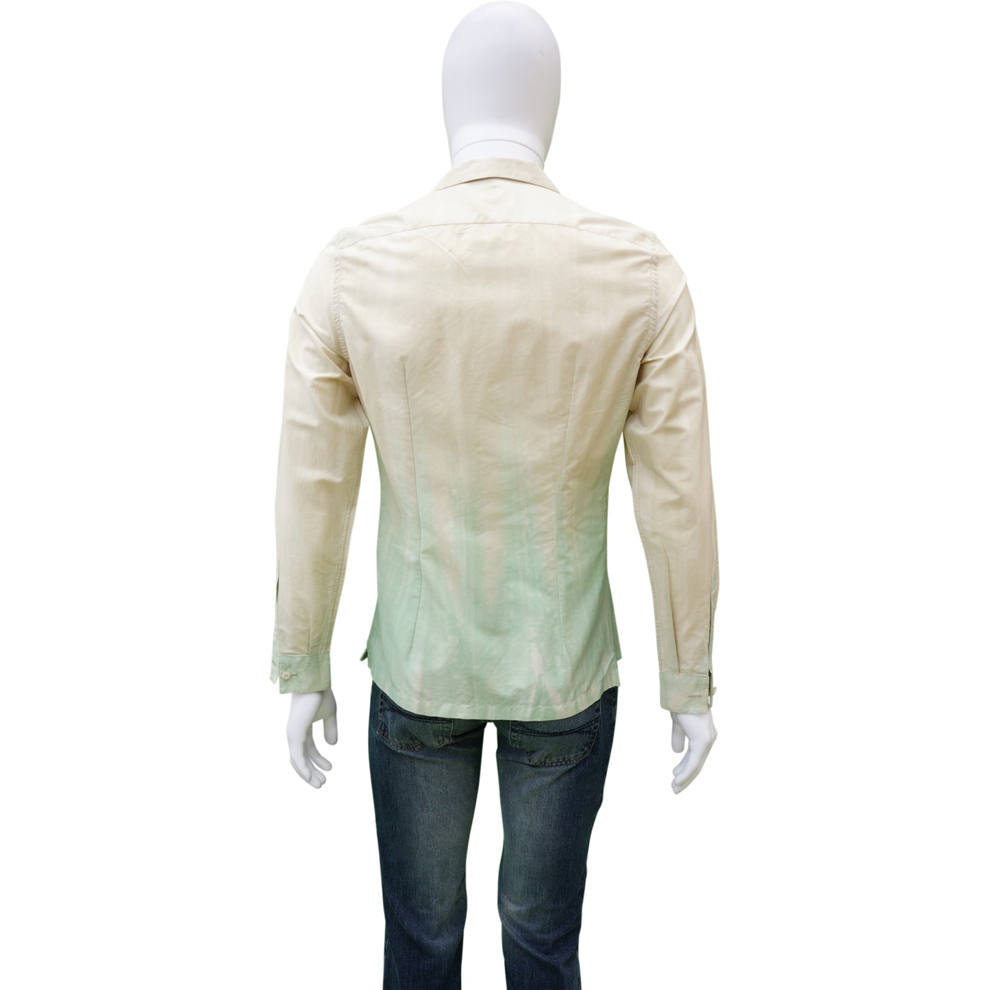 PRADA GREEN OMBRE BUTTON UP SHIRT - leefluxury.com